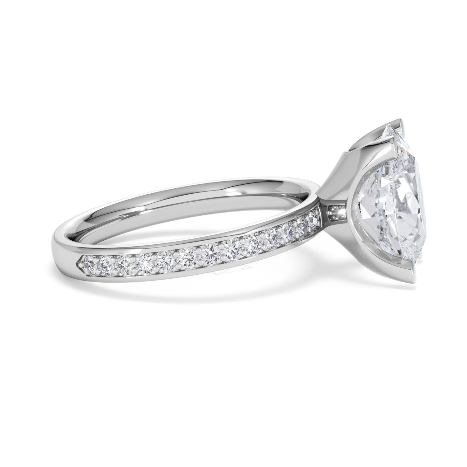 Origin 3.30ct Oval Cut Lab Diamond Solitaire Engagement Ring with Side Stones in Platinum - Image 25