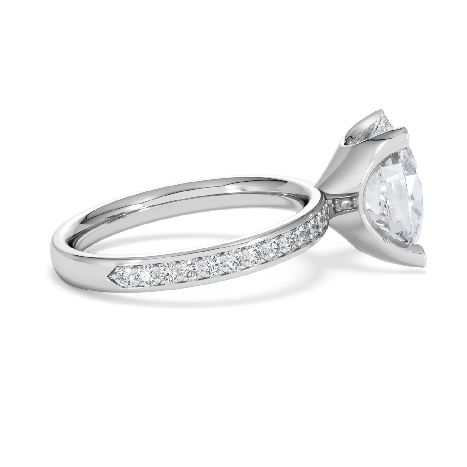 Origin 3.30ct Oval Cut Lab Diamond Solitaire Engagement Ring with Side Stones in Platinum - Image 29
