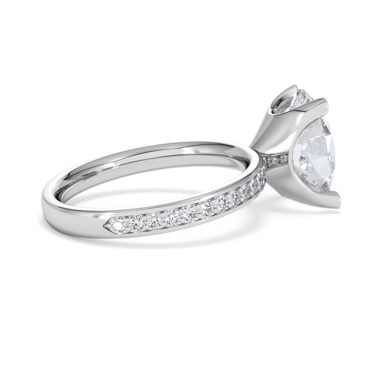 Origin 3.30ct Oval Cut Lab Diamond Solitaire Engagement Ring with Side Stones in Platinum - Image 31