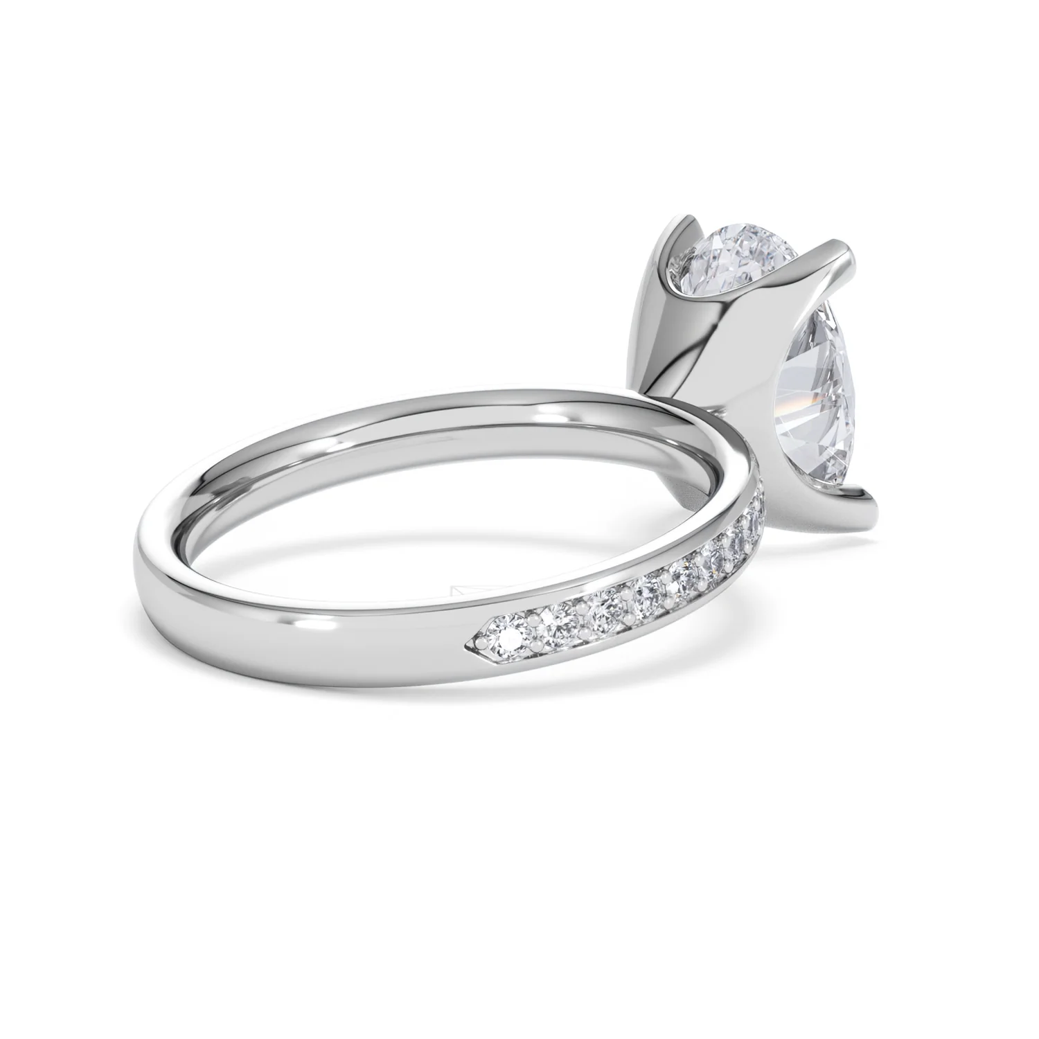 Origin 3.30ct Oval Cut Lab Diamond Solitaire Engagement Ring with Side Stones in Platinum - Image 37