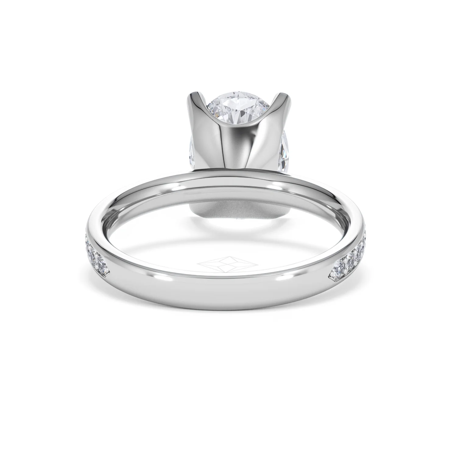Origin 3.30ct Oval Cut Lab Diamond Solitaire Engagement Ring with Side Stones in Platinum - Image 46