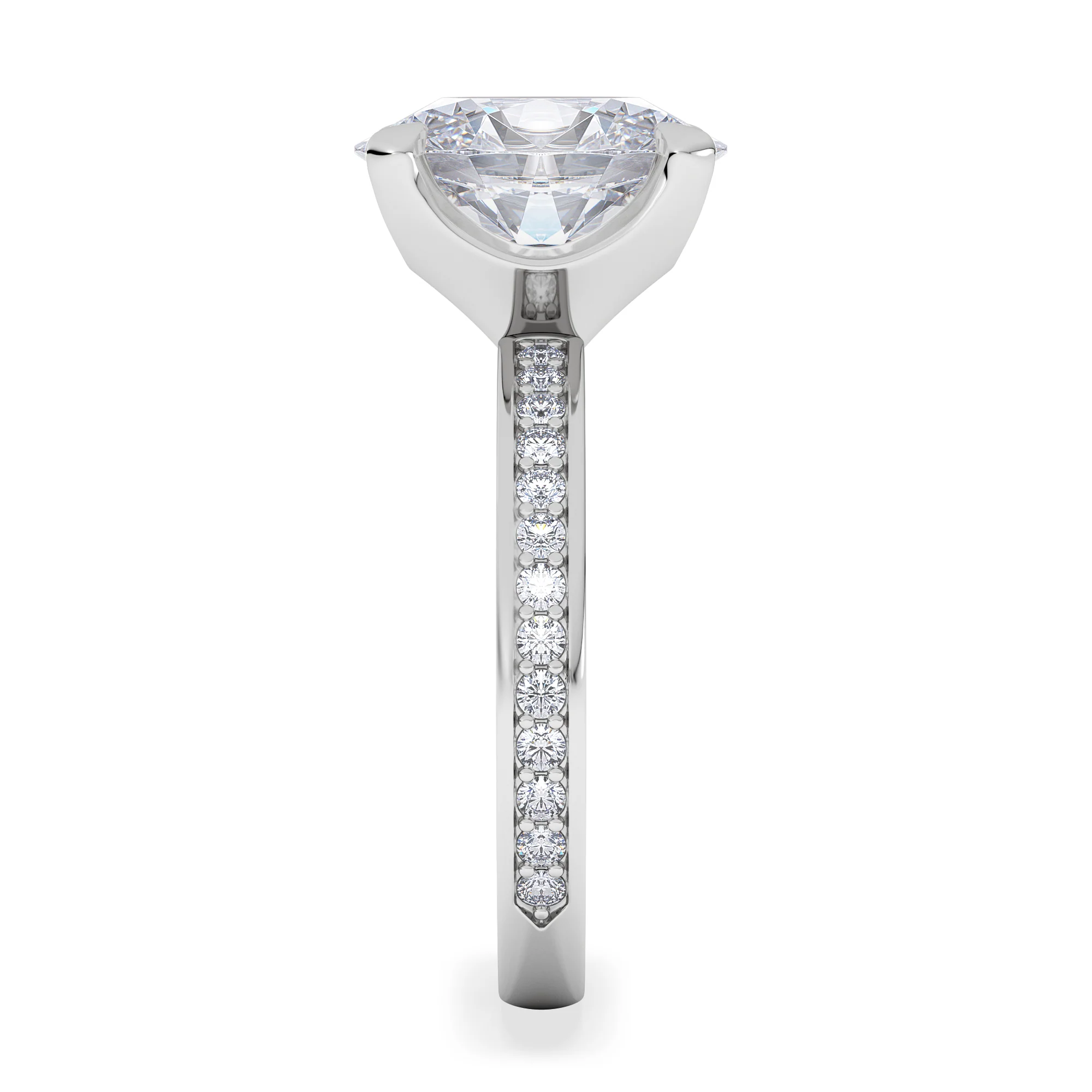 Origin 3.30ct Oval Cut Lab Diamond Solitaire Engagement Ring with Side Stones in Platinum - Image 5
