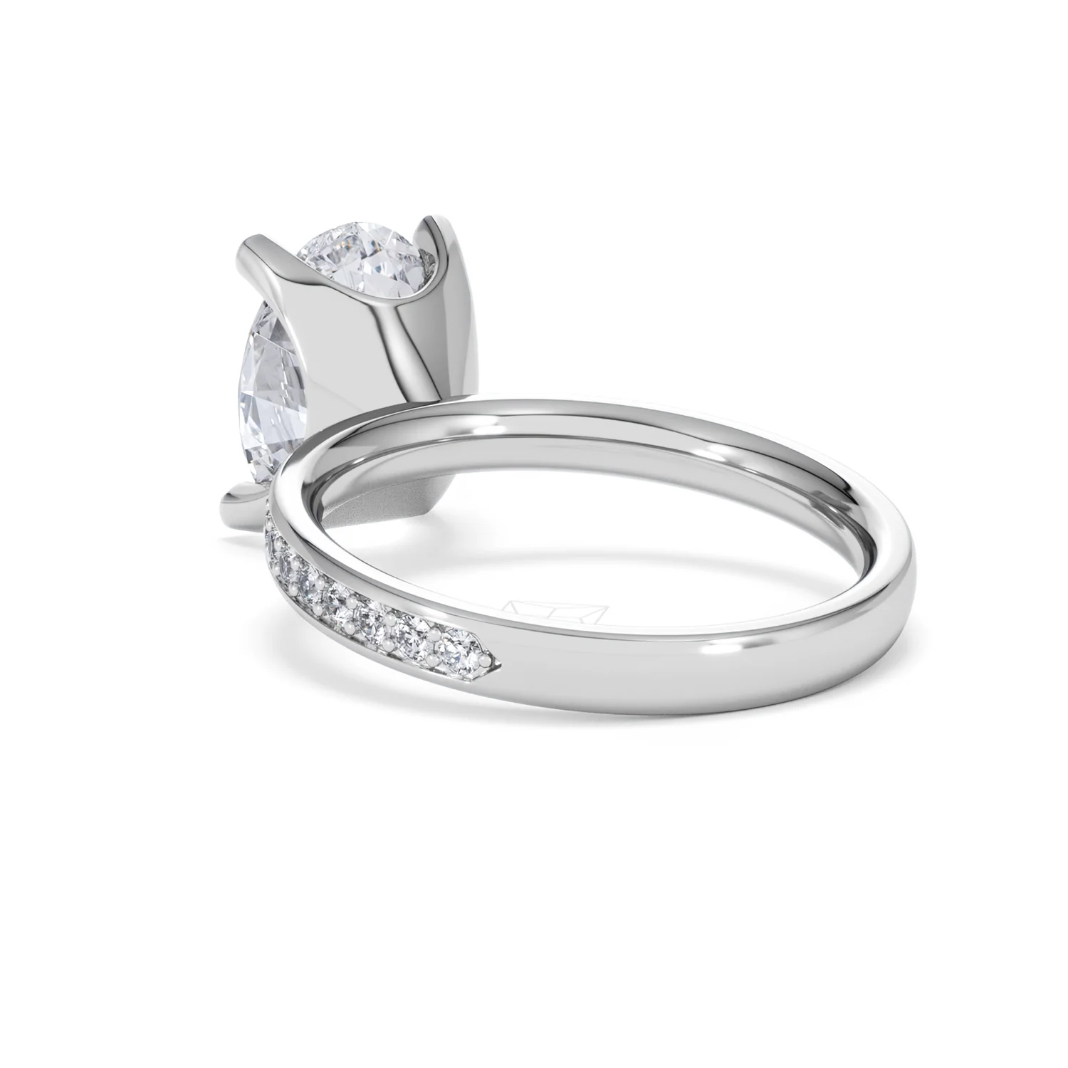 Origin 3.30ct Oval Cut Lab Diamond Solitaire Engagement Ring with Side Stones in Platinum - Image 54