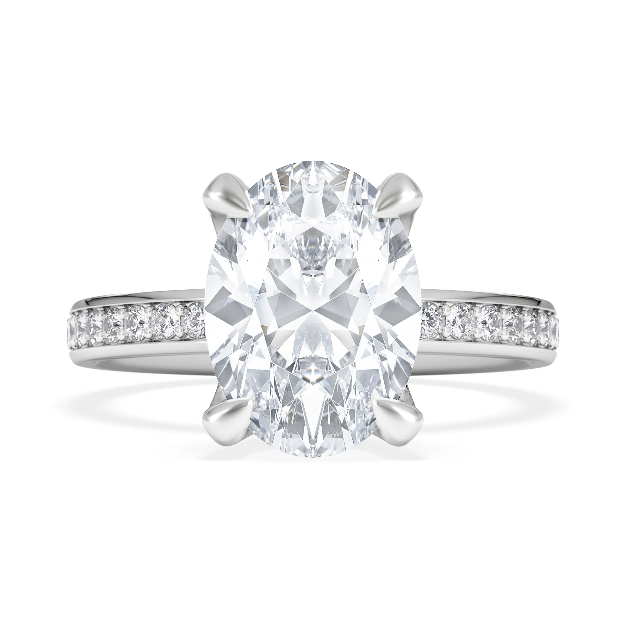 Origin 3.30ct Oval Cut Lab Diamond Solitaire Engagement Ring with Side Stones in Platinum - Image 6