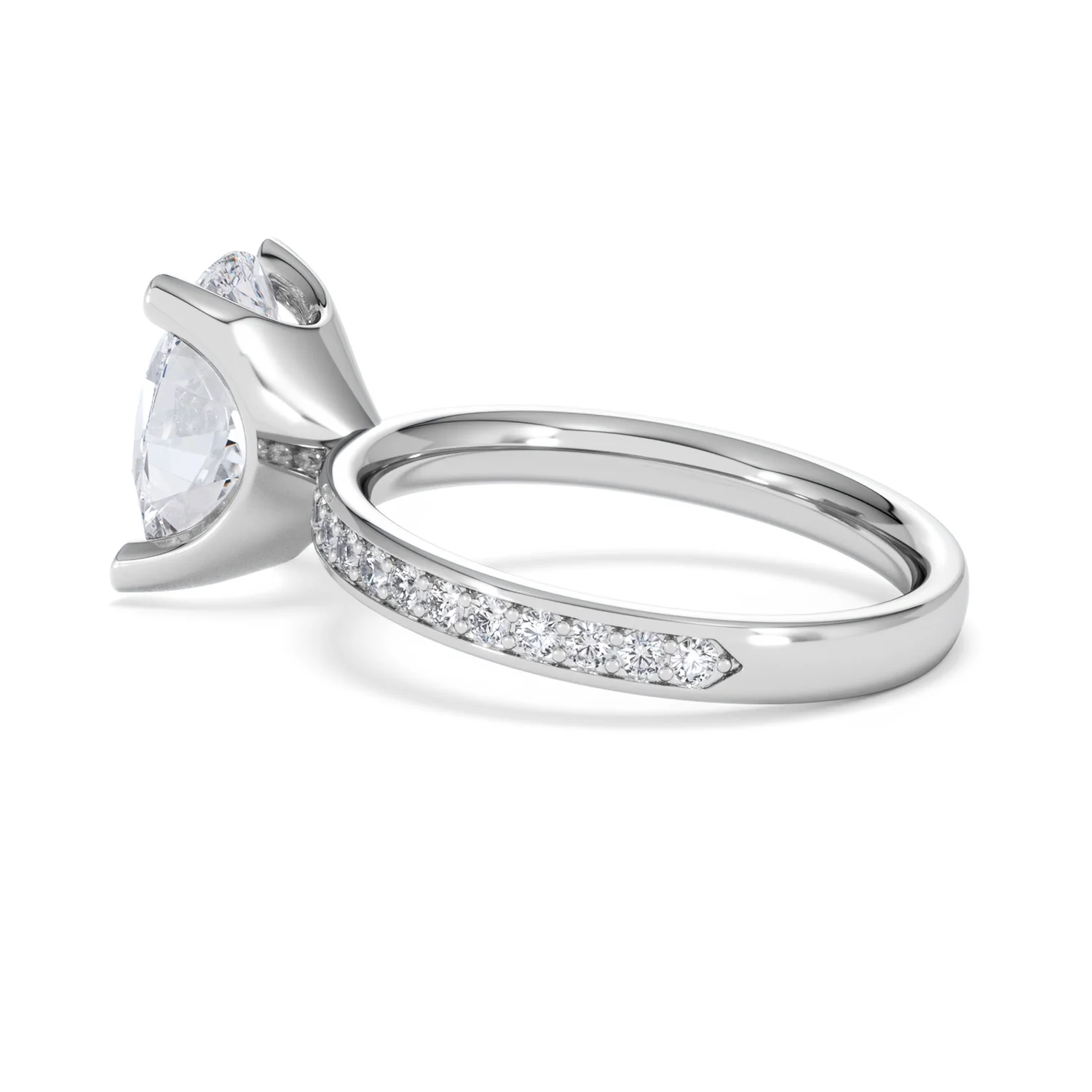 Origin 3.30ct Oval Cut Lab Diamond Solitaire Engagement Ring with Side Stones in Platinum - Image 61