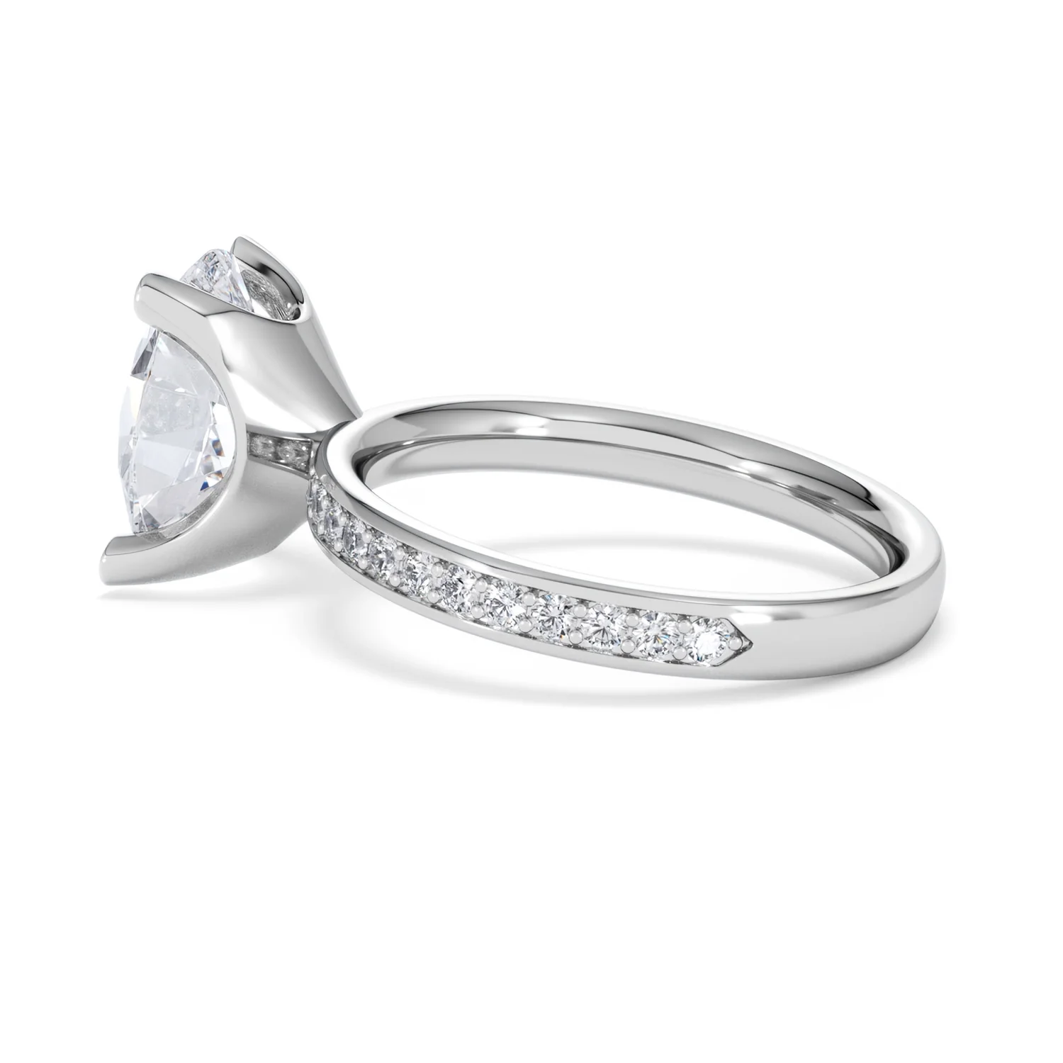 Origin 3.30ct Oval Cut Lab Diamond Solitaire Engagement Ring with Side Stones in Platinum - Image 62