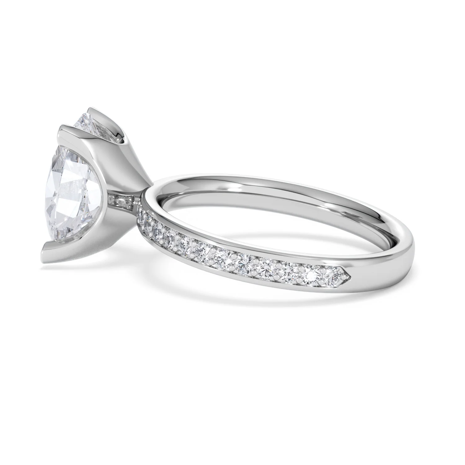 Origin 3.30ct Oval Cut Lab Diamond Solitaire Engagement Ring with Side Stones in Platinum - Image 64
