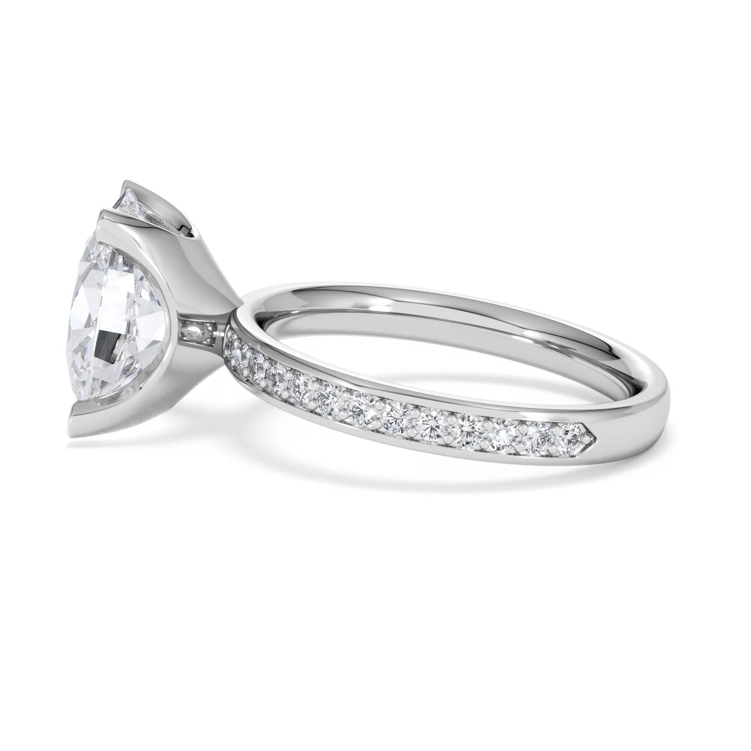 Origin 3.30ct Oval Cut Lab Diamond Solitaire Engagement Ring with Side Stones in Platinum - Image 66