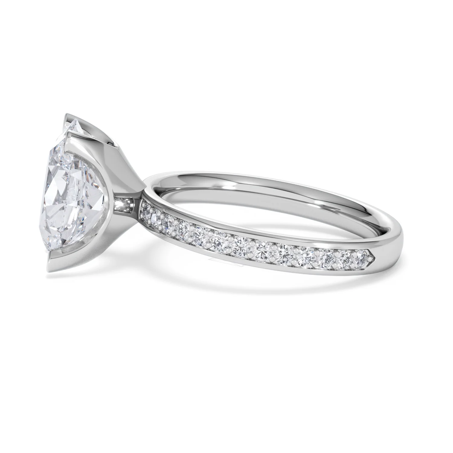 Origin 3.30ct Oval Cut Lab Diamond Solitaire Engagement Ring with Side Stones in Platinum - Image 68