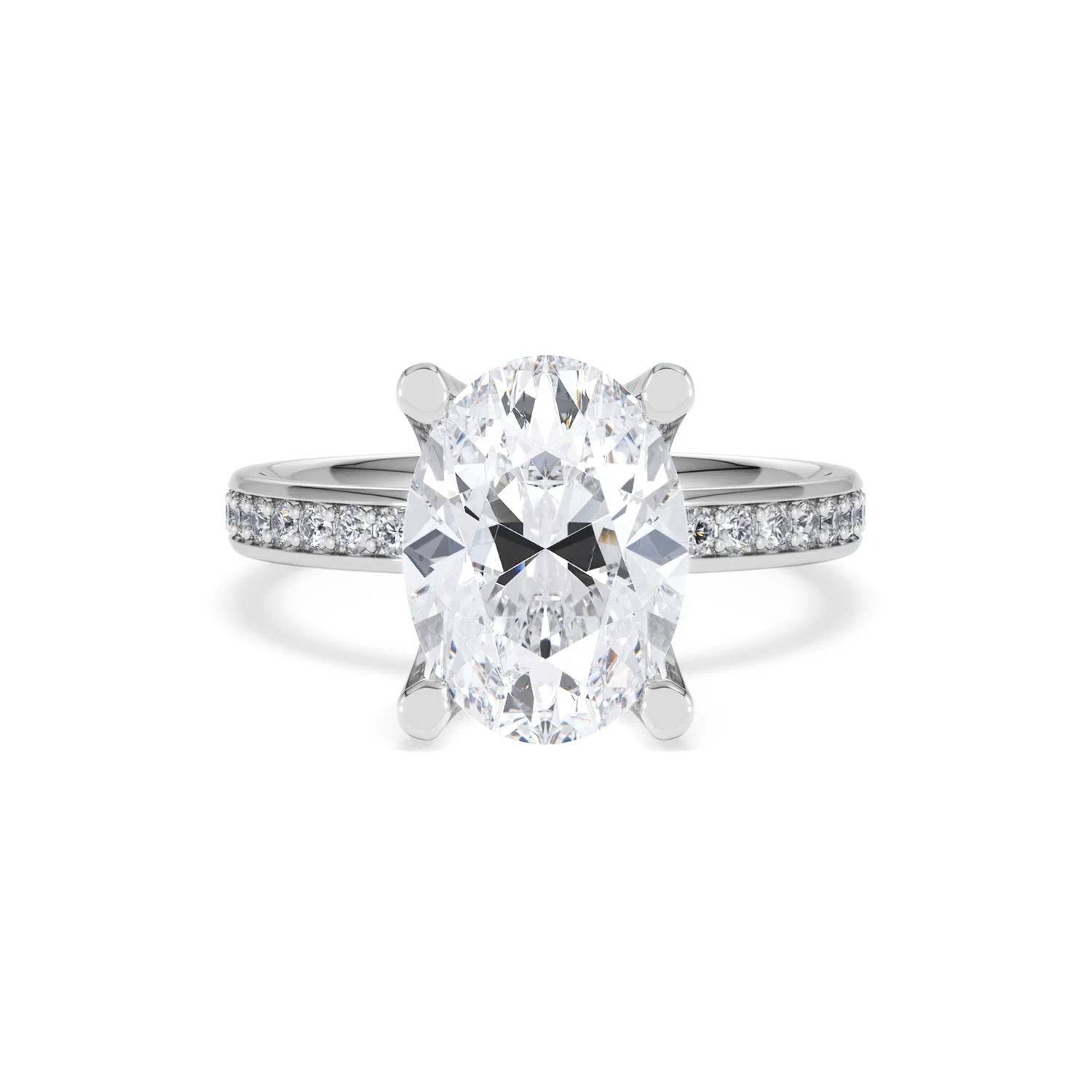 Origin 3.30ct Oval Cut Lab Diamond Solitaire Engagement Ring with Side Stones in Platinum - Image 7
