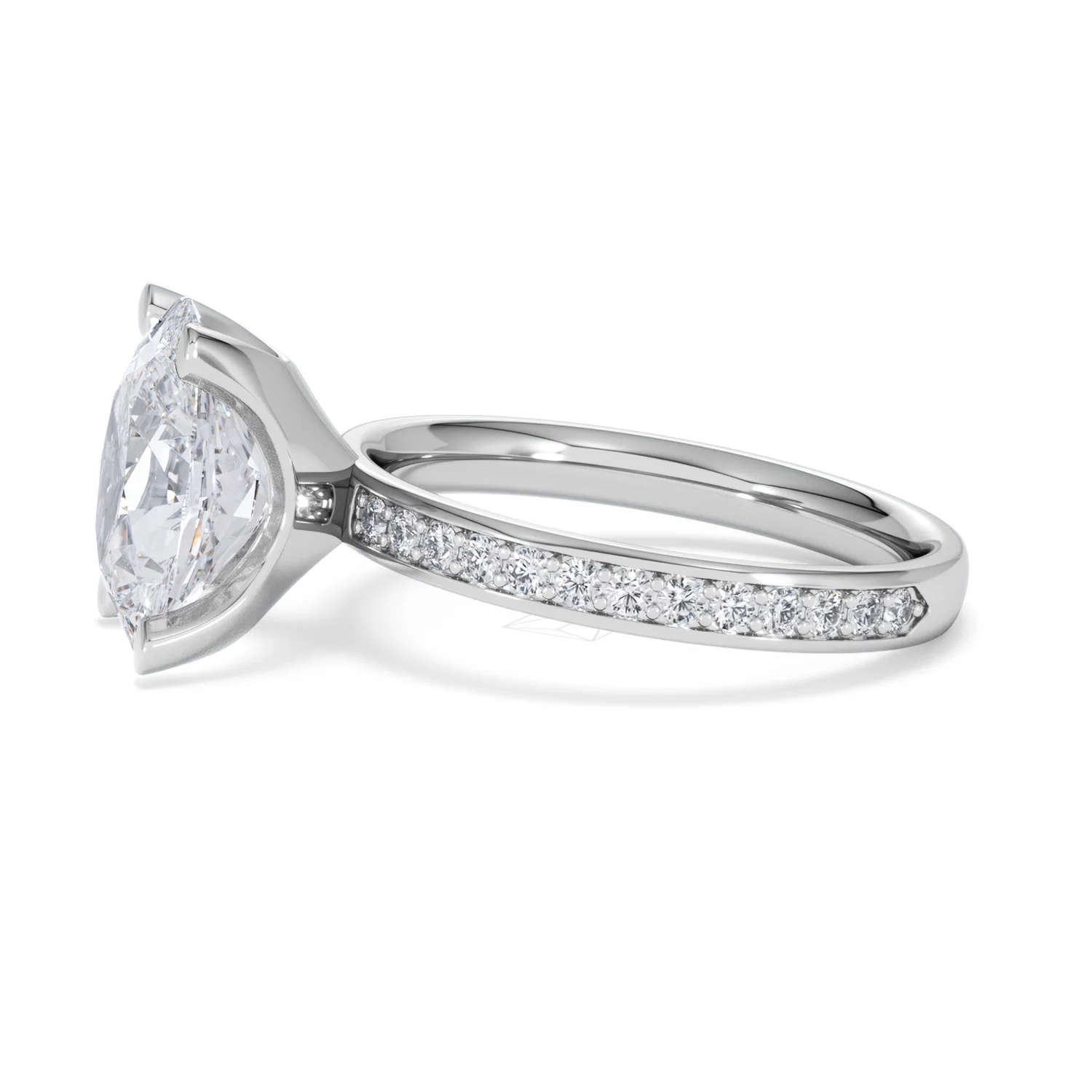 Origin 3.30ct Oval Cut Lab Diamond Solitaire Engagement Ring with Side Stones in Platinum - Image 70