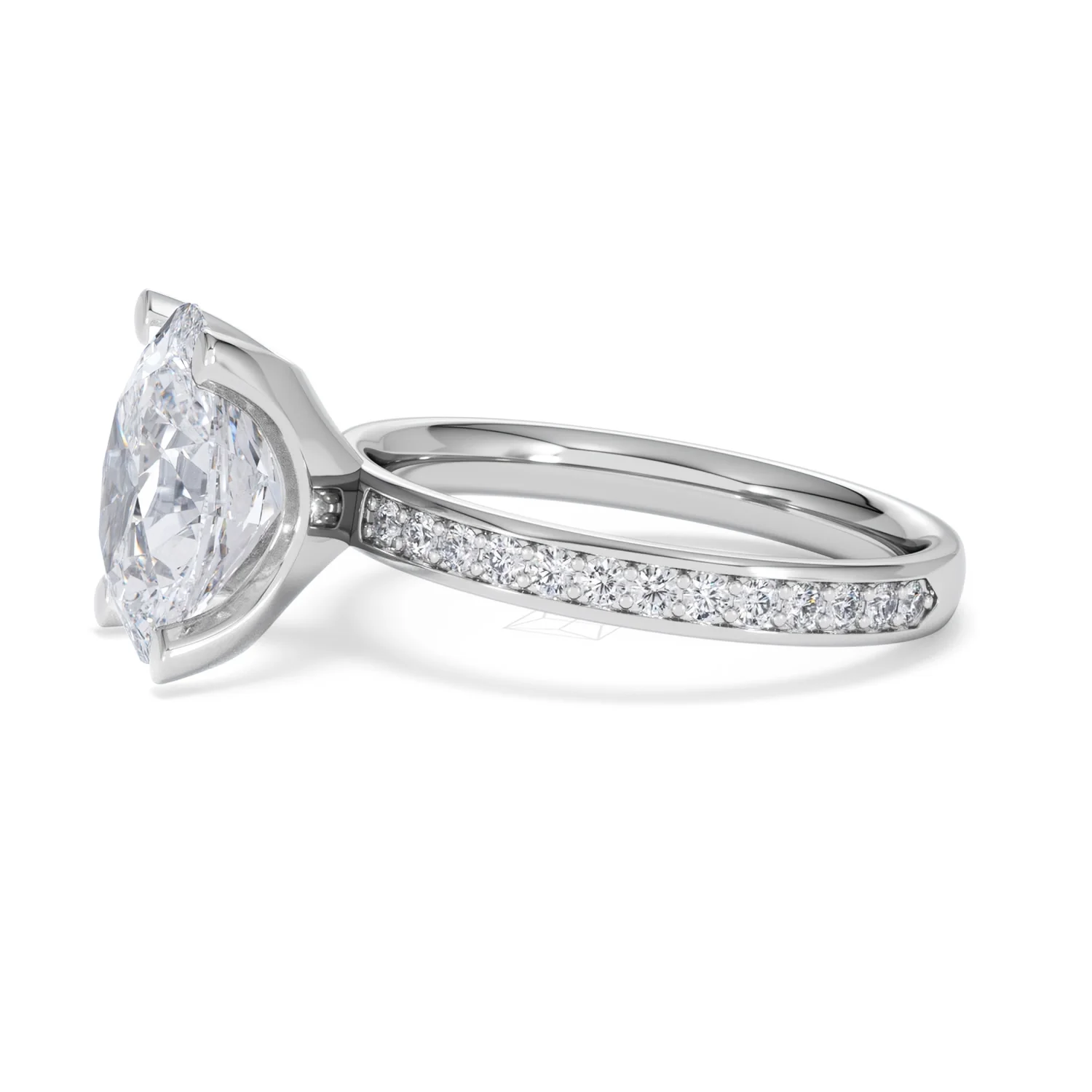 Origin 3.30ct Oval Cut Lab Diamond Solitaire Engagement Ring with Side Stones in Platinum - Image 71