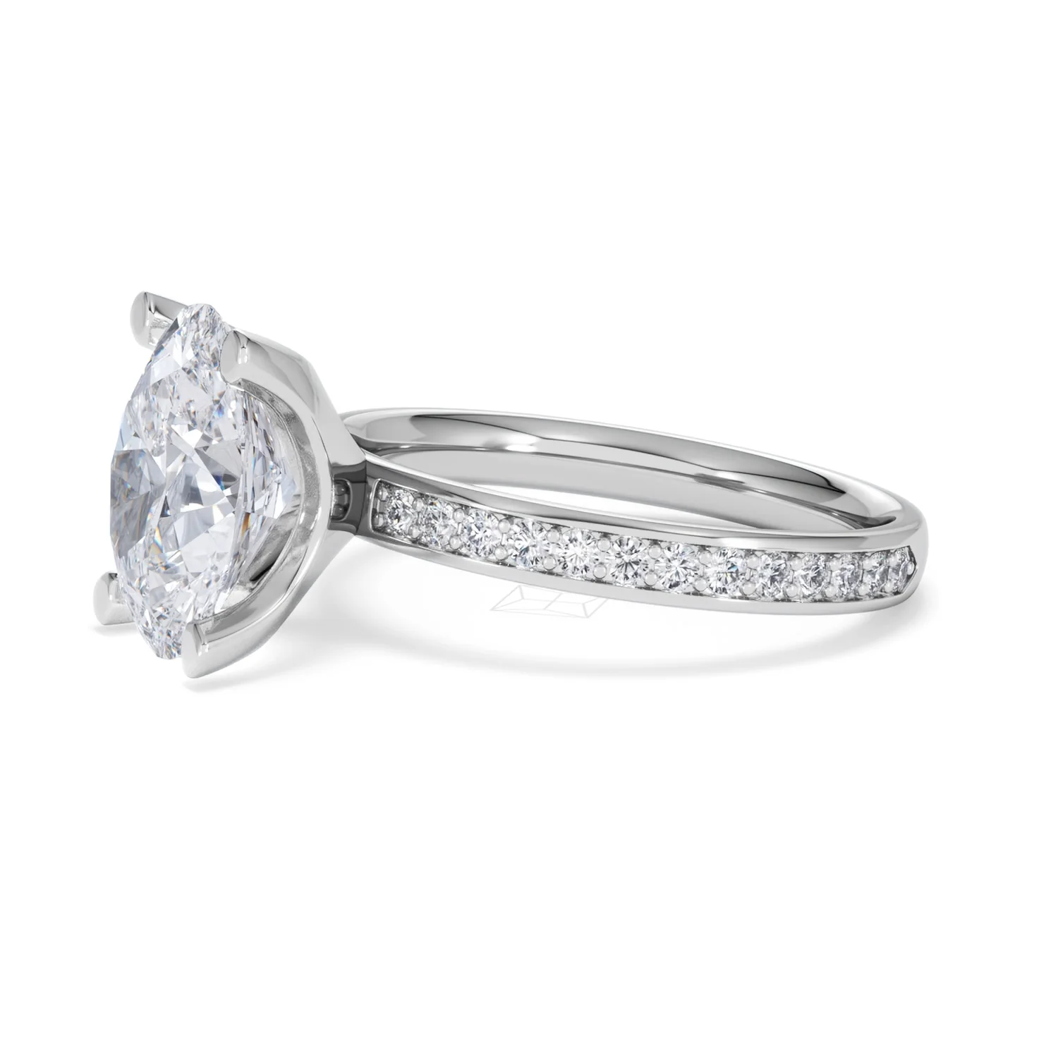 Origin 3.30ct Oval Cut Lab Diamond Solitaire Engagement Ring with Side Stones in Platinum - Image 73