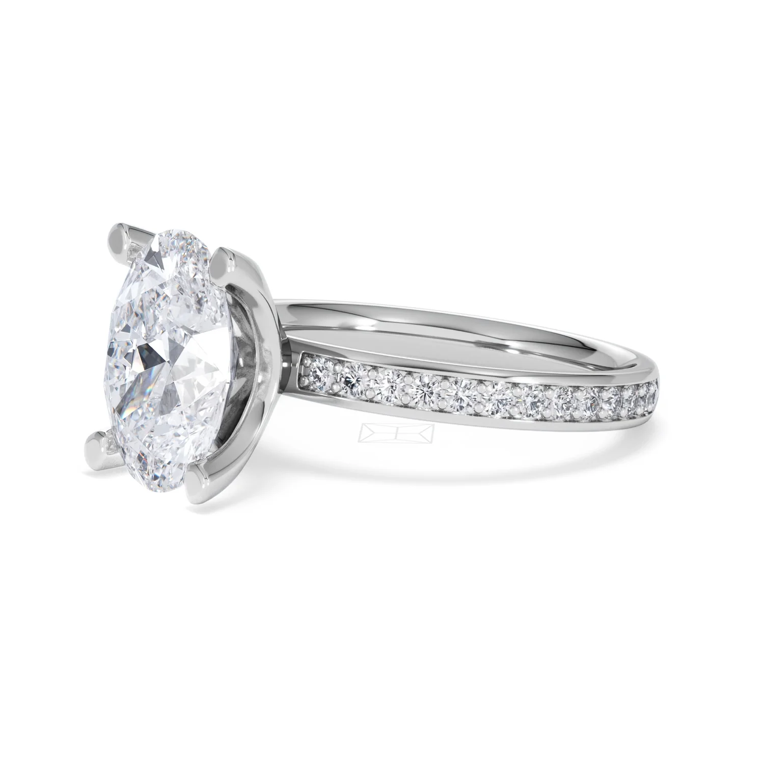 Origin 3.30ct Oval Cut Lab Diamond Solitaire Engagement Ring with Side Stones in Platinum - Image 76