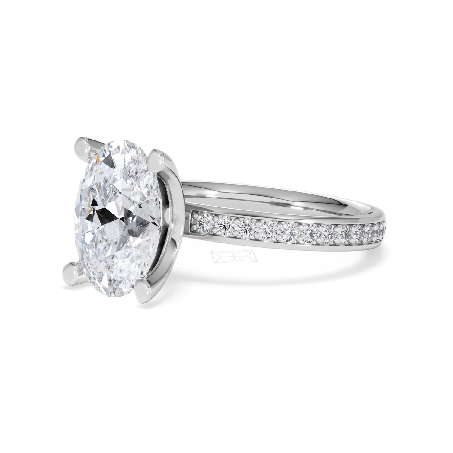 Origin 3.30ct Oval Cut Lab Diamond Solitaire Engagement Ring with Side Stones in Platinum - Image 78