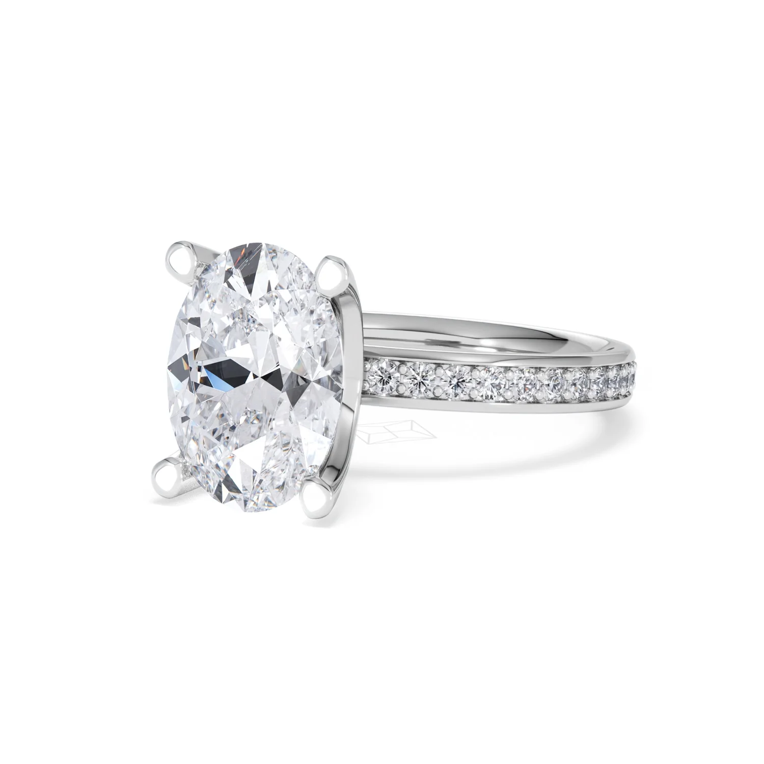 Origin 3.30ct Oval Cut Lab Diamond Solitaire Engagement Ring with Side Stones in Platinum - Image 81