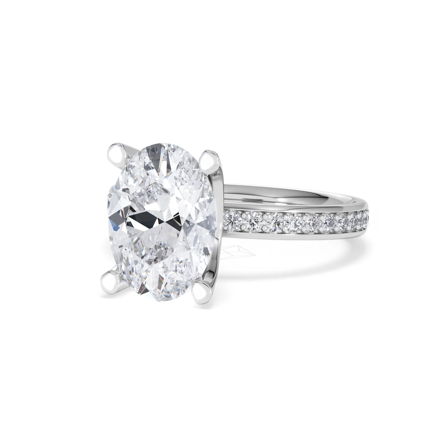 Origin 3.30ct Oval Cut Lab Diamond Solitaire Engagement Ring with Side Stones in Platinum - Image 82