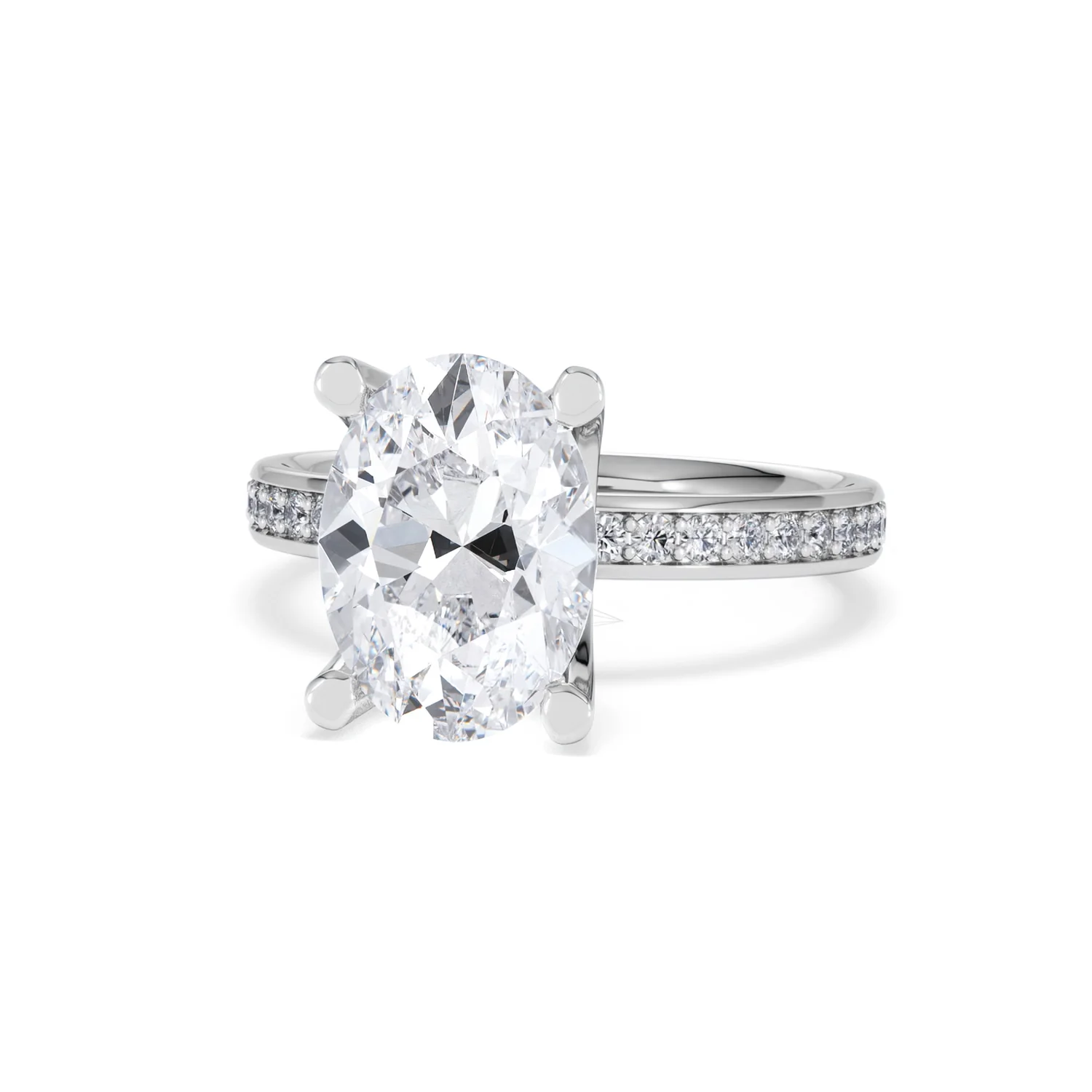 Origin 3.30ct Oval Cut Lab Diamond Solitaire Engagement Ring with Side Stones in Platinum - Image 84