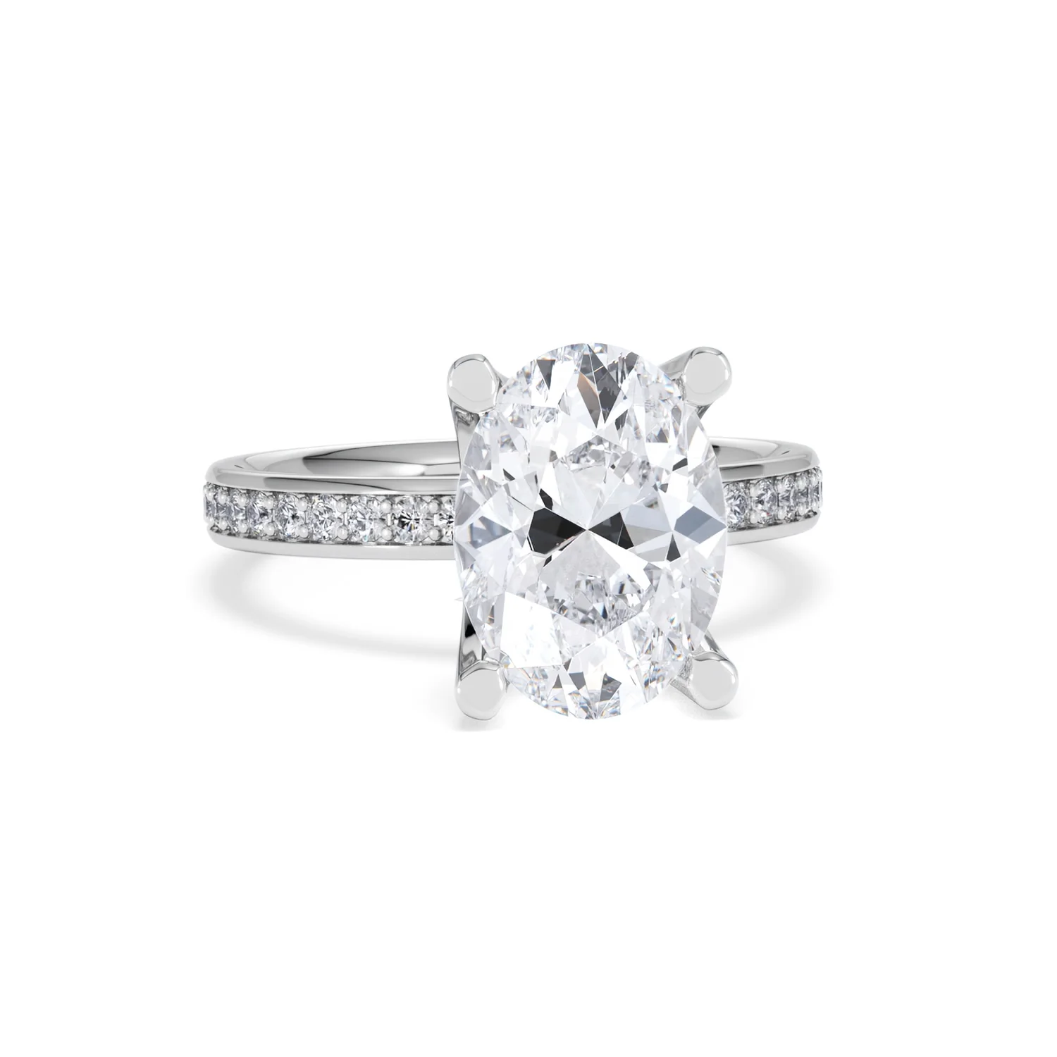 Origin 3.30ct Oval Cut Lab Diamond Solitaire Engagement Ring with Side Stones in Platinum - Image 9
