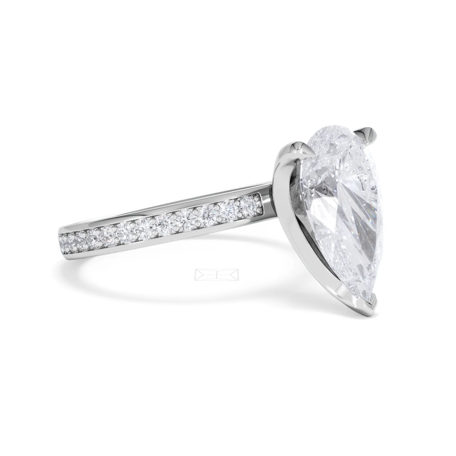 Origin 3.30ct Pear Cut Lab Diamond Solitaire Engagement Ring with Side Stones in 18K White Gold - Image 17