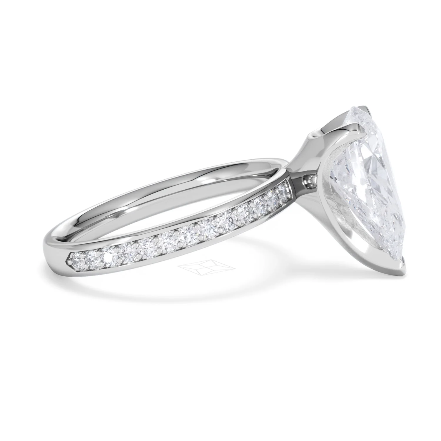 Origin 3.30ct Pear Cut Lab Diamond Solitaire Engagement Ring with Side Stones in 18K White Gold - Image 25