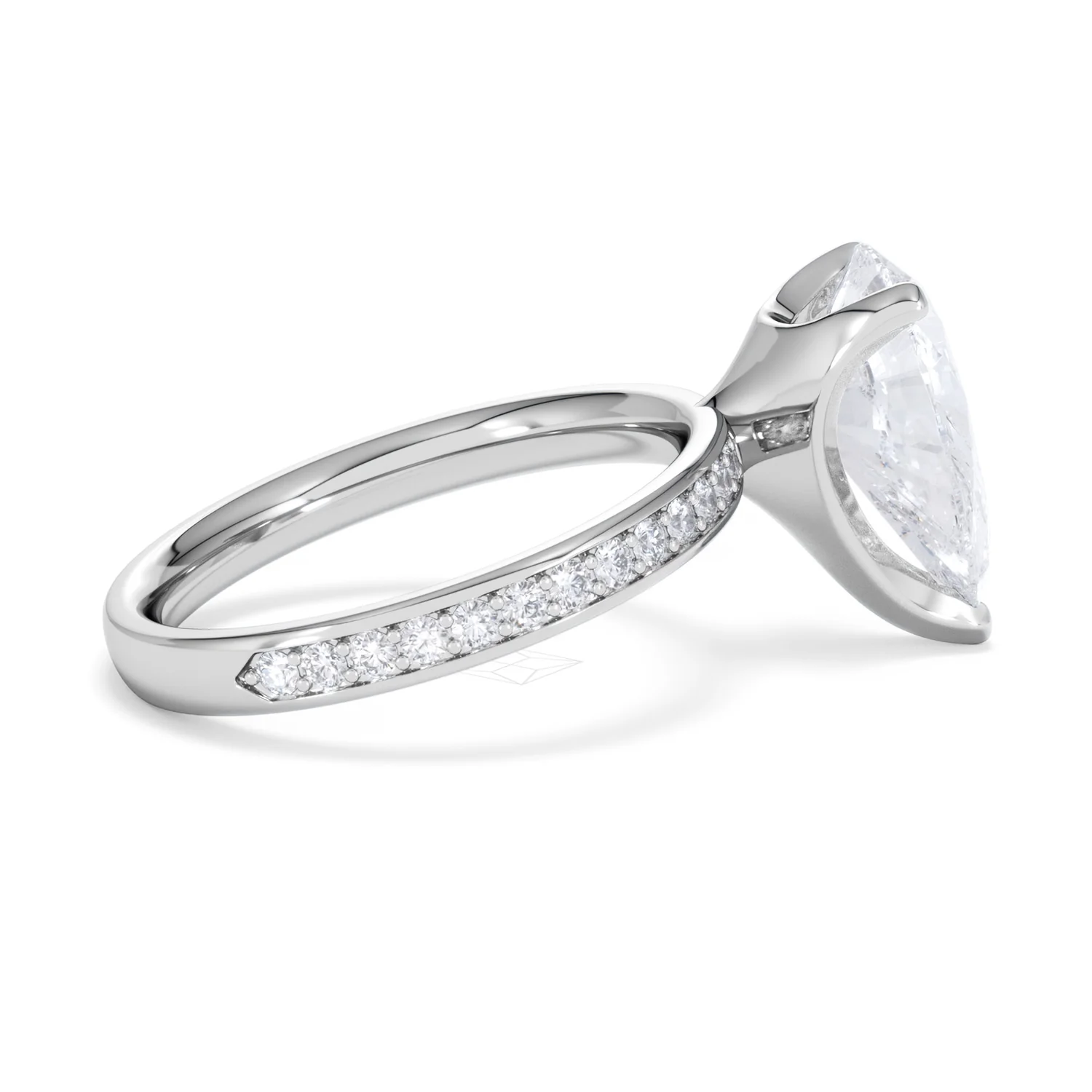 Origin 3.30ct Pear Cut Lab Diamond Solitaire Engagement Ring with Side Stones in 18K White Gold - Image 29