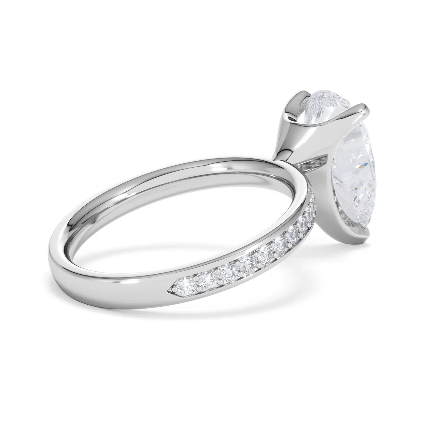 Origin 3.30ct Pear Cut Lab Diamond Solitaire Engagement Ring with Side Stones in 18K White Gold - Image 35