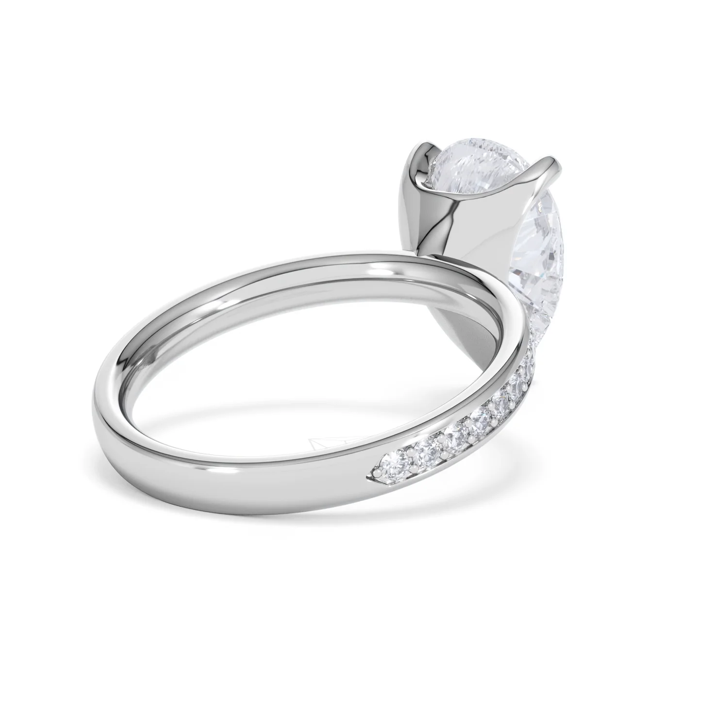 Origin 3.30ct Pear Cut Lab Diamond Solitaire Engagement Ring with Side Stones in 18K White Gold - Image 39