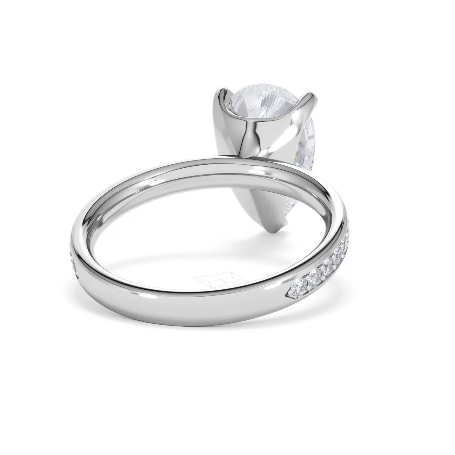 Origin 3.30ct Pear Cut Lab Diamond Solitaire Engagement Ring with Side Stones in 18K White Gold - Image 43
