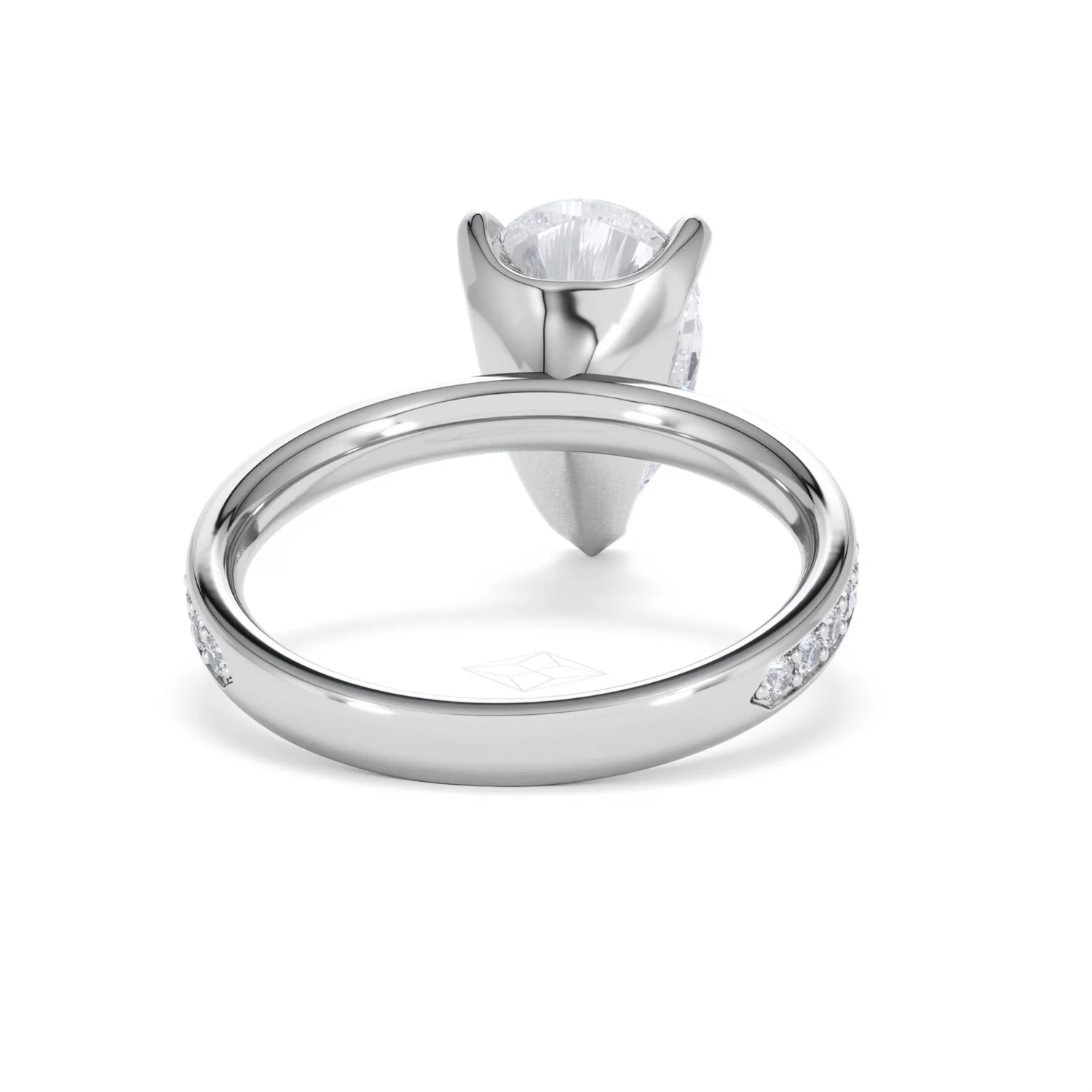 Origin 3.30ct Pear Cut Lab Diamond Solitaire Engagement Ring with Side Stones in 18K White Gold - Image 45