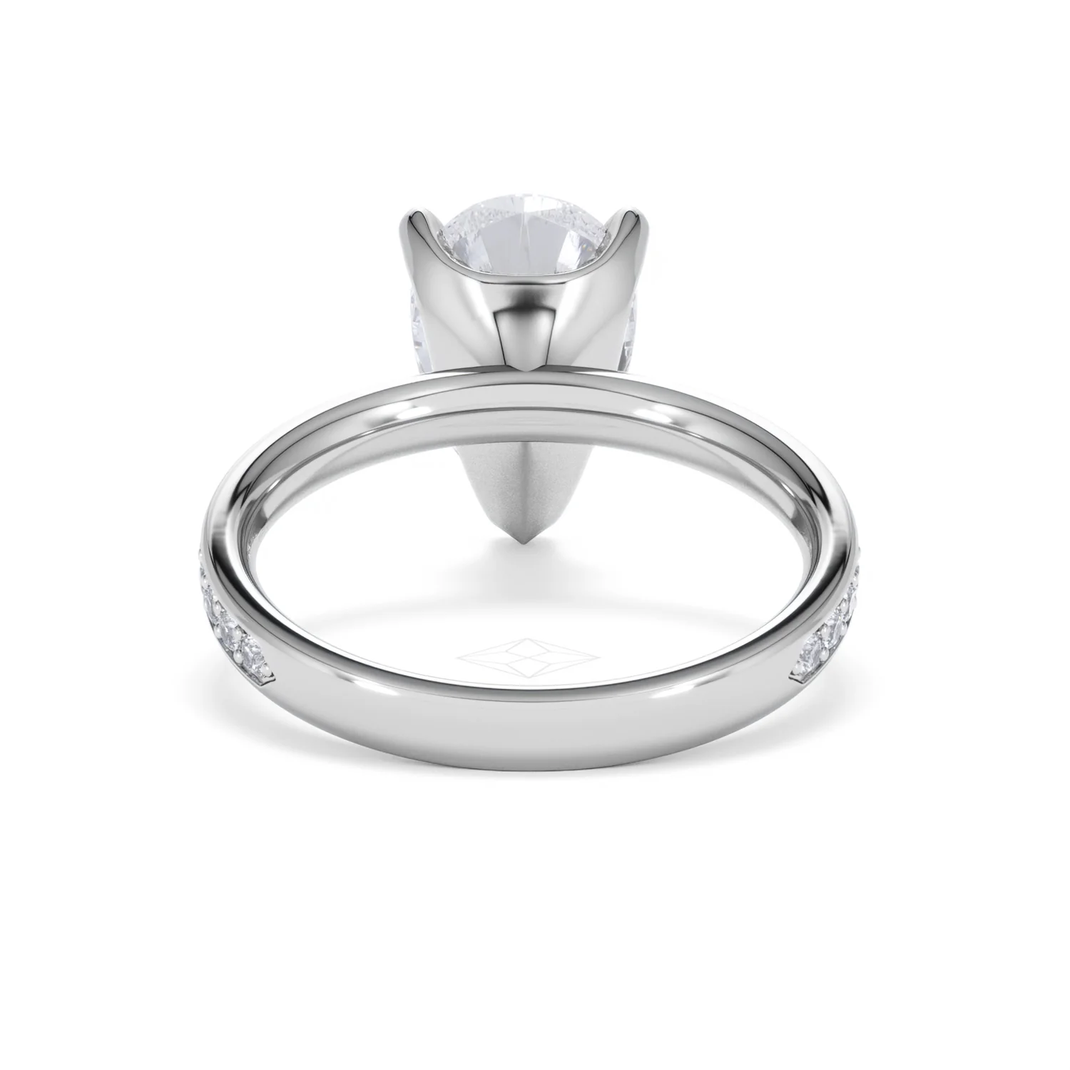 Origin 3.30ct Pear Cut Lab Diamond Solitaire Engagement Ring with Side Stones in 18K White Gold - Image 47