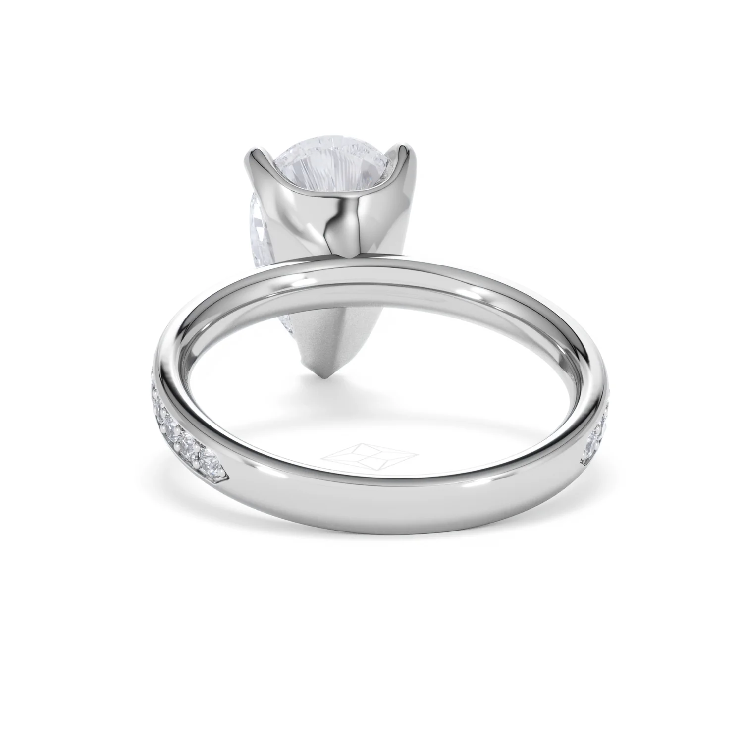 Origin 3.30ct Pear Cut Lab Diamond Solitaire Engagement Ring with Side Stones in 18K White Gold - Image 49