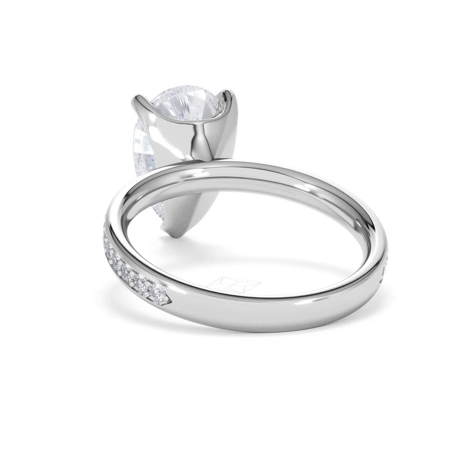 Origin 3.30ct Pear Cut Lab Diamond Solitaire Engagement Ring with Side Stones in 18K White Gold - Image 51