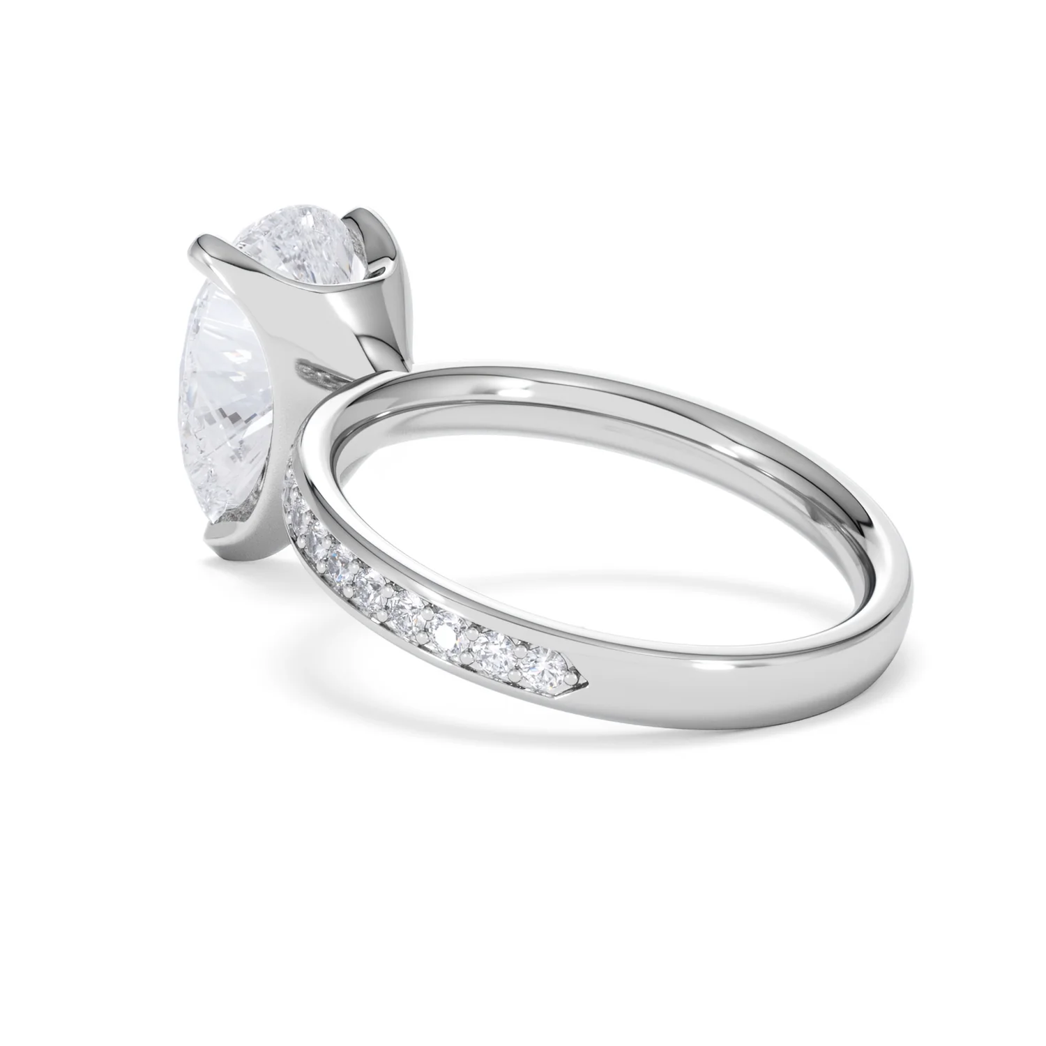 Origin 3.30ct Pear Cut Lab Diamond Solitaire Engagement Ring with Side Stones in 18K White Gold - Image 57
