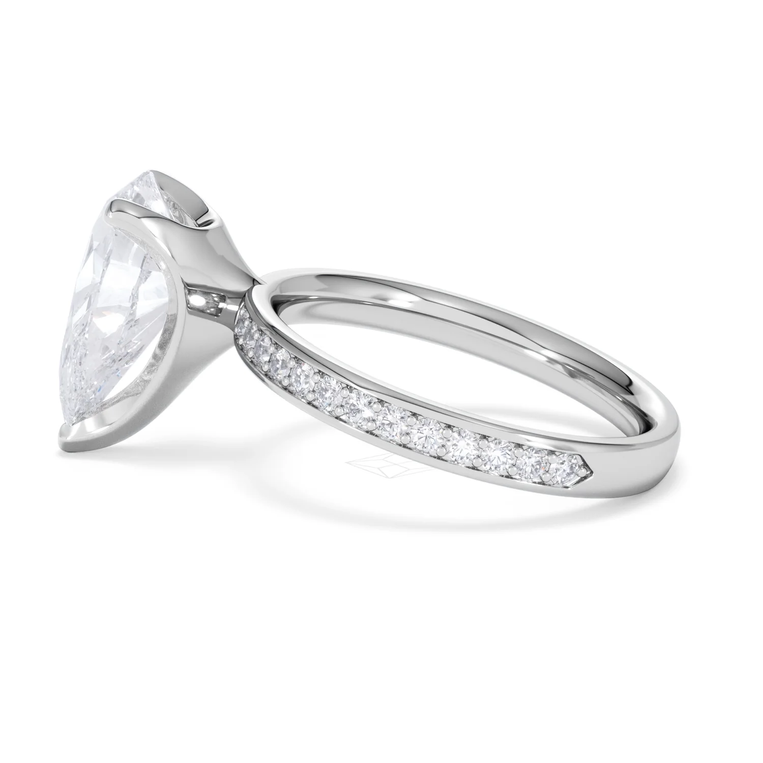 Origin 3.30ct Pear Cut Lab Diamond Solitaire Engagement Ring with Side Stones in 18K White Gold - Image 65
