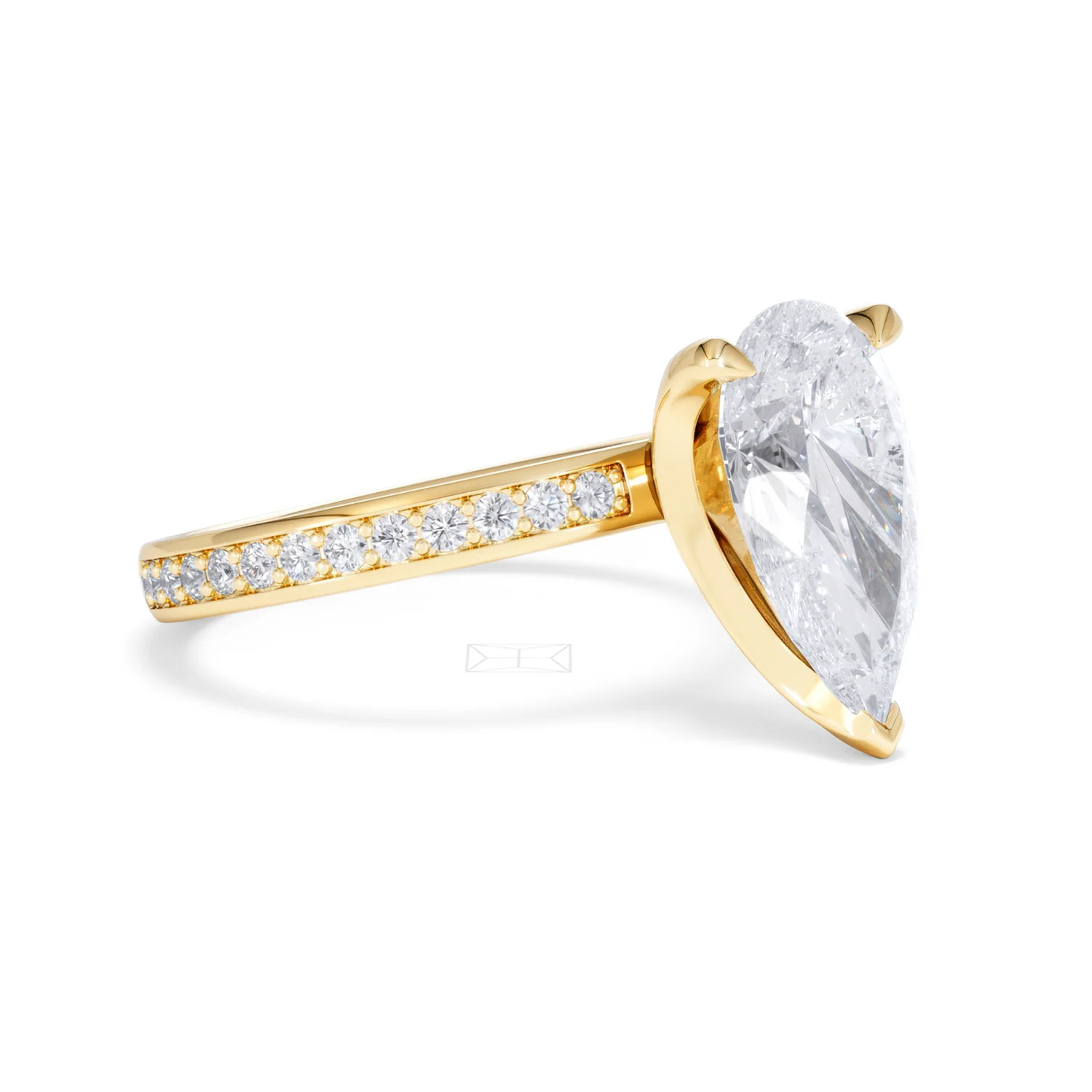 Origin 3.30ct Pear Cut Lab Diamond Solitaire Engagement Ring with Side Stones in 18K Yellow Gold - Image 17
