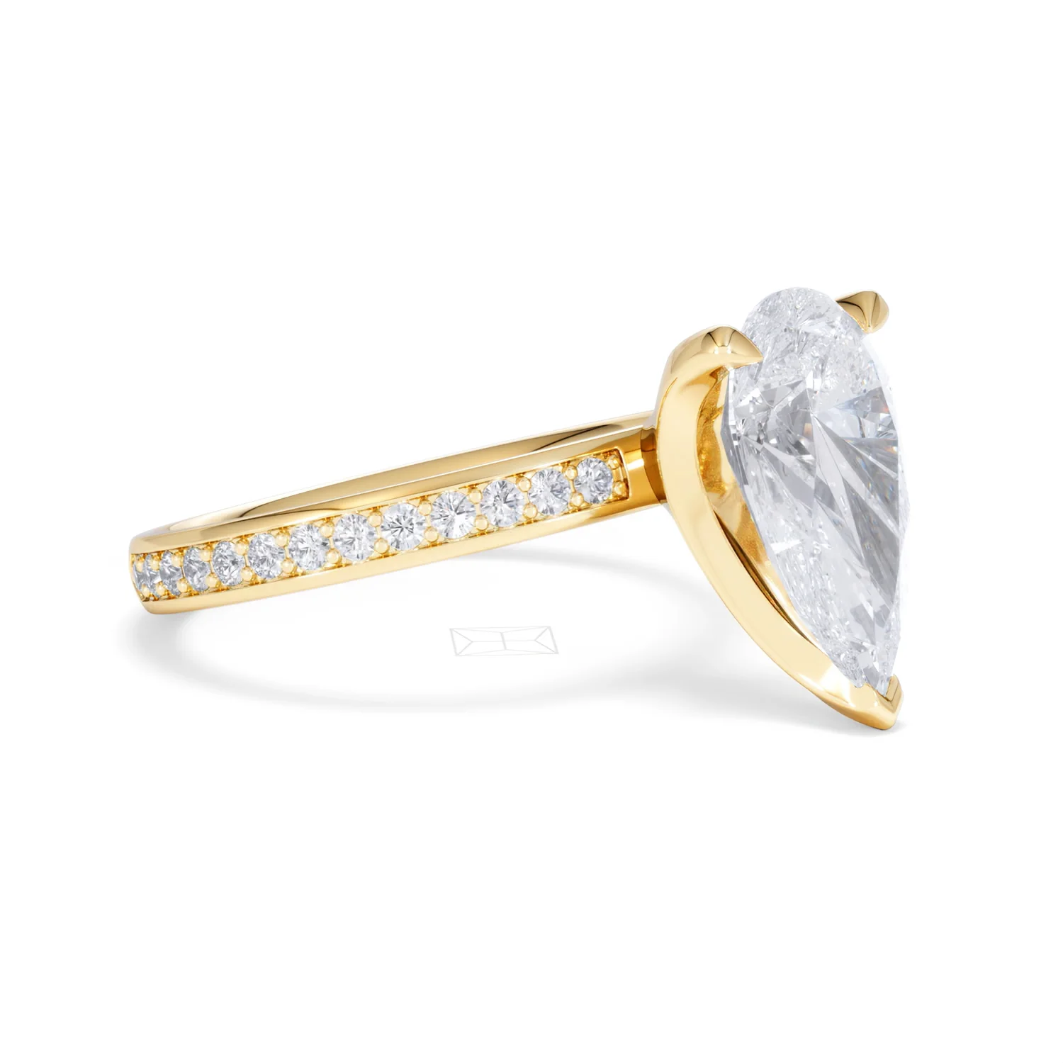 Origin 3.30ct Pear Cut Lab Diamond Solitaire Engagement Ring with Side Stones in 18K Yellow Gold - Image 18