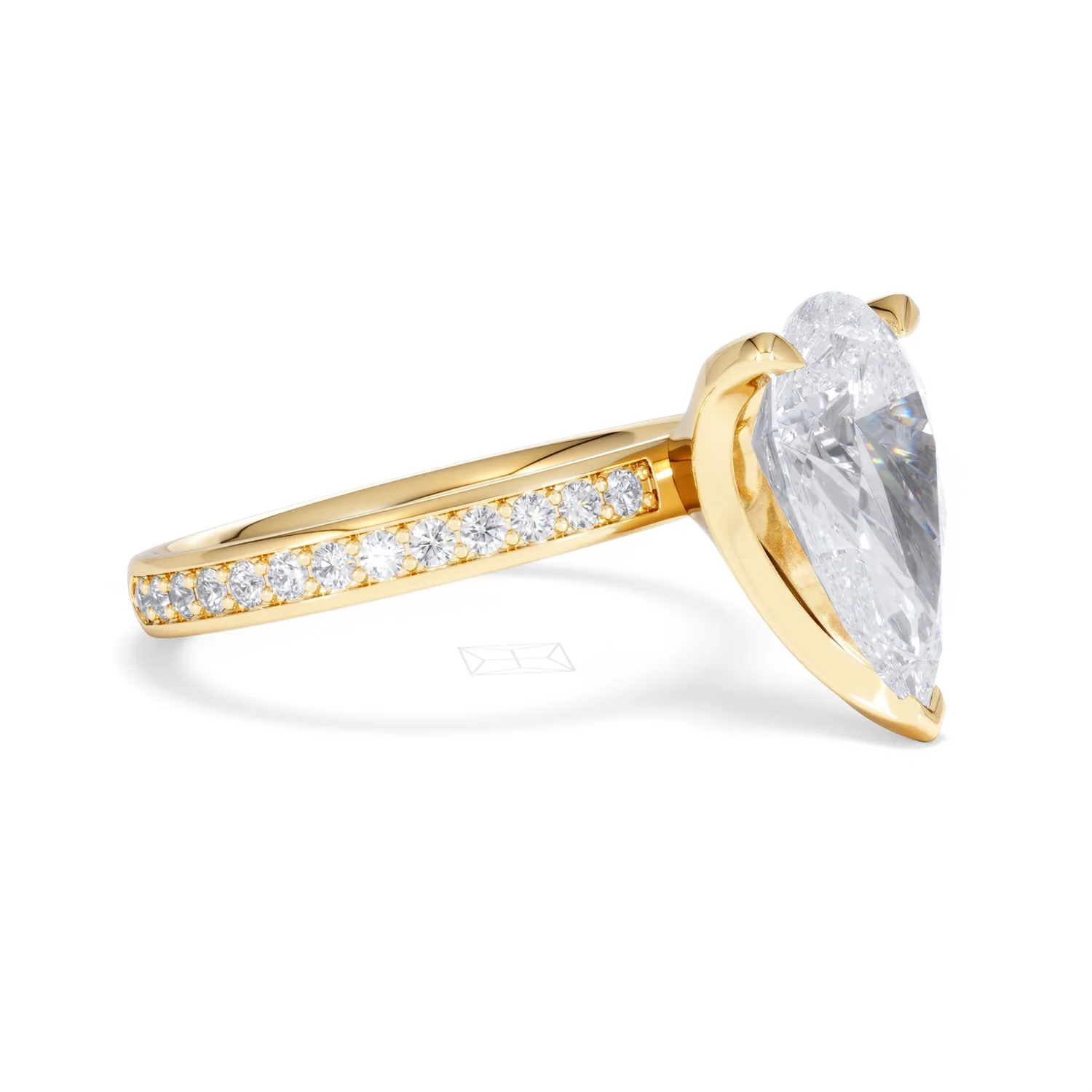 Origin 3.30ct Pear Cut Lab Diamond Solitaire Engagement Ring with Side Stones in 18K Yellow Gold - Image 19