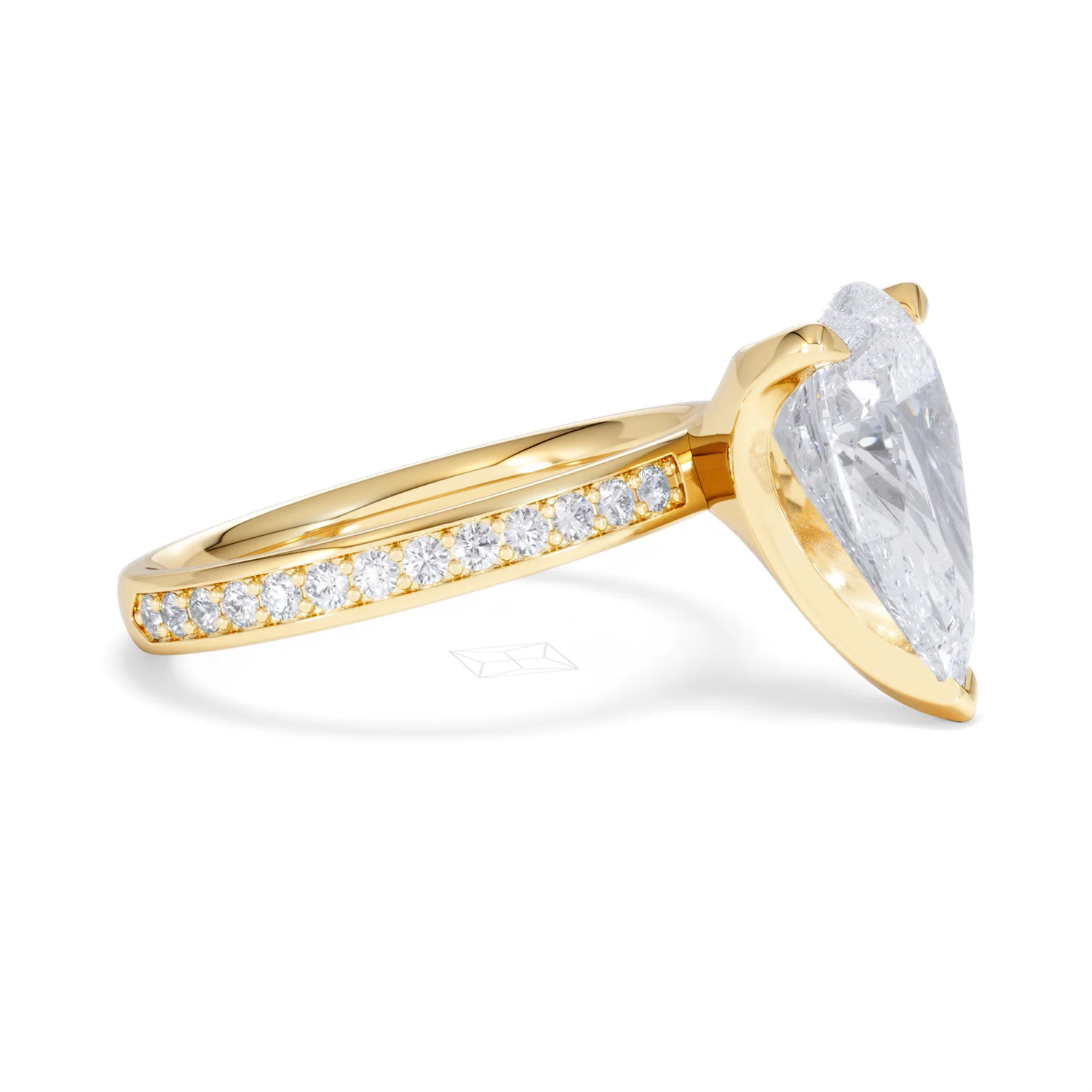 Origin 3.30ct Pear Cut Lab Diamond Solitaire Engagement Ring with Side Stones in 18K Yellow Gold - Image 21