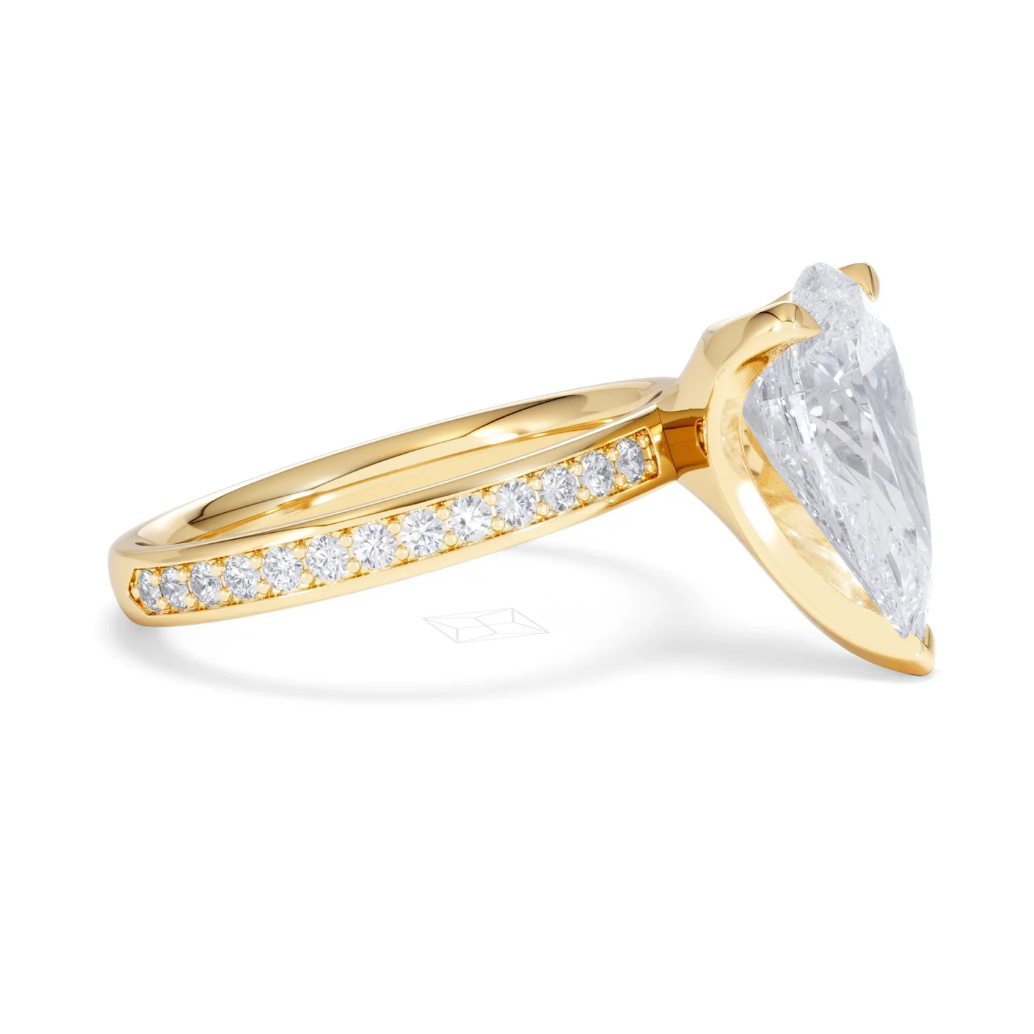 Origin 3.30ct Pear Cut Lab Diamond Solitaire Engagement Ring with Side Stones in 18K Yellow Gold - Image 22