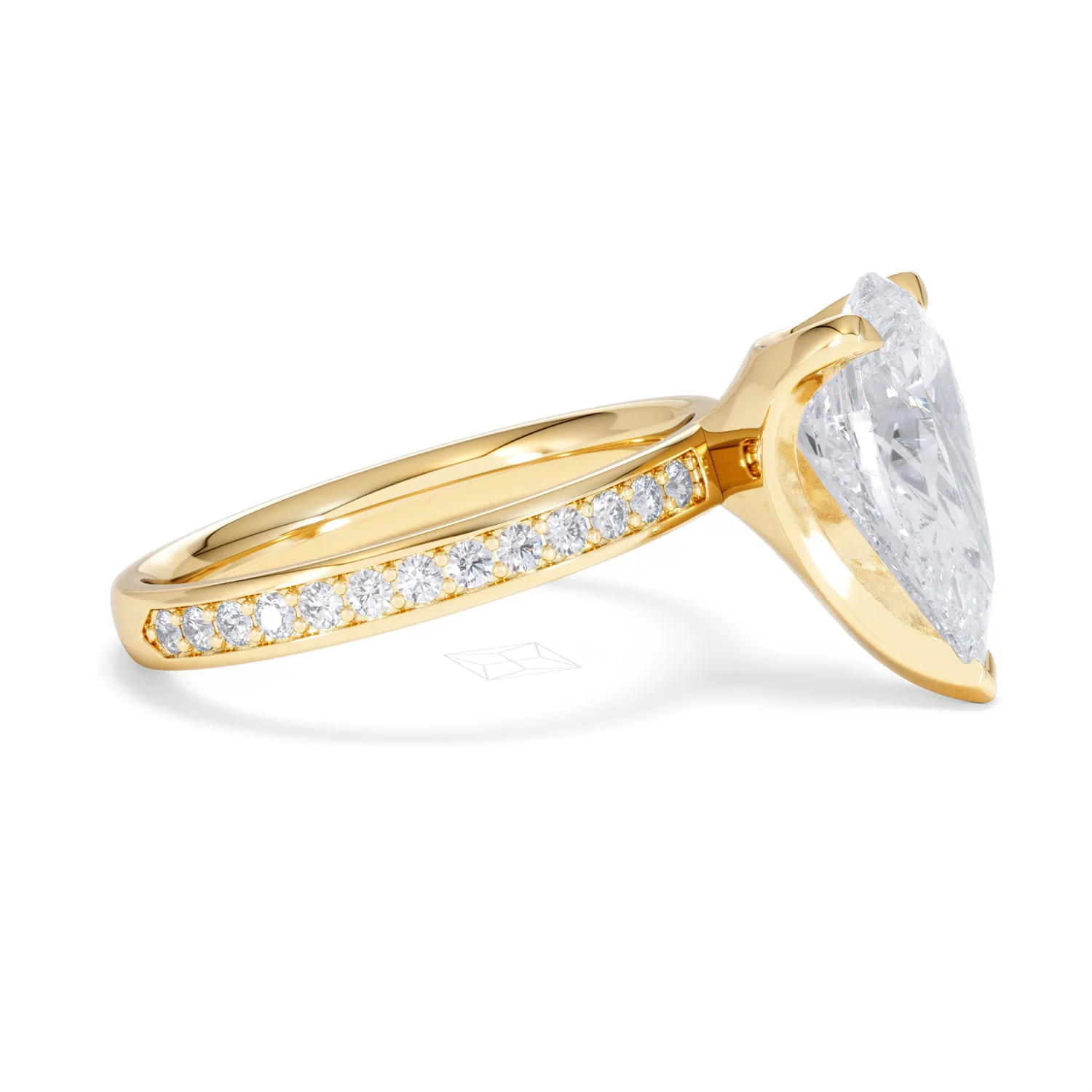 Origin 3.30ct Pear Cut Lab Diamond Solitaire Engagement Ring with Side Stones in 18K Yellow Gold - Image 23
