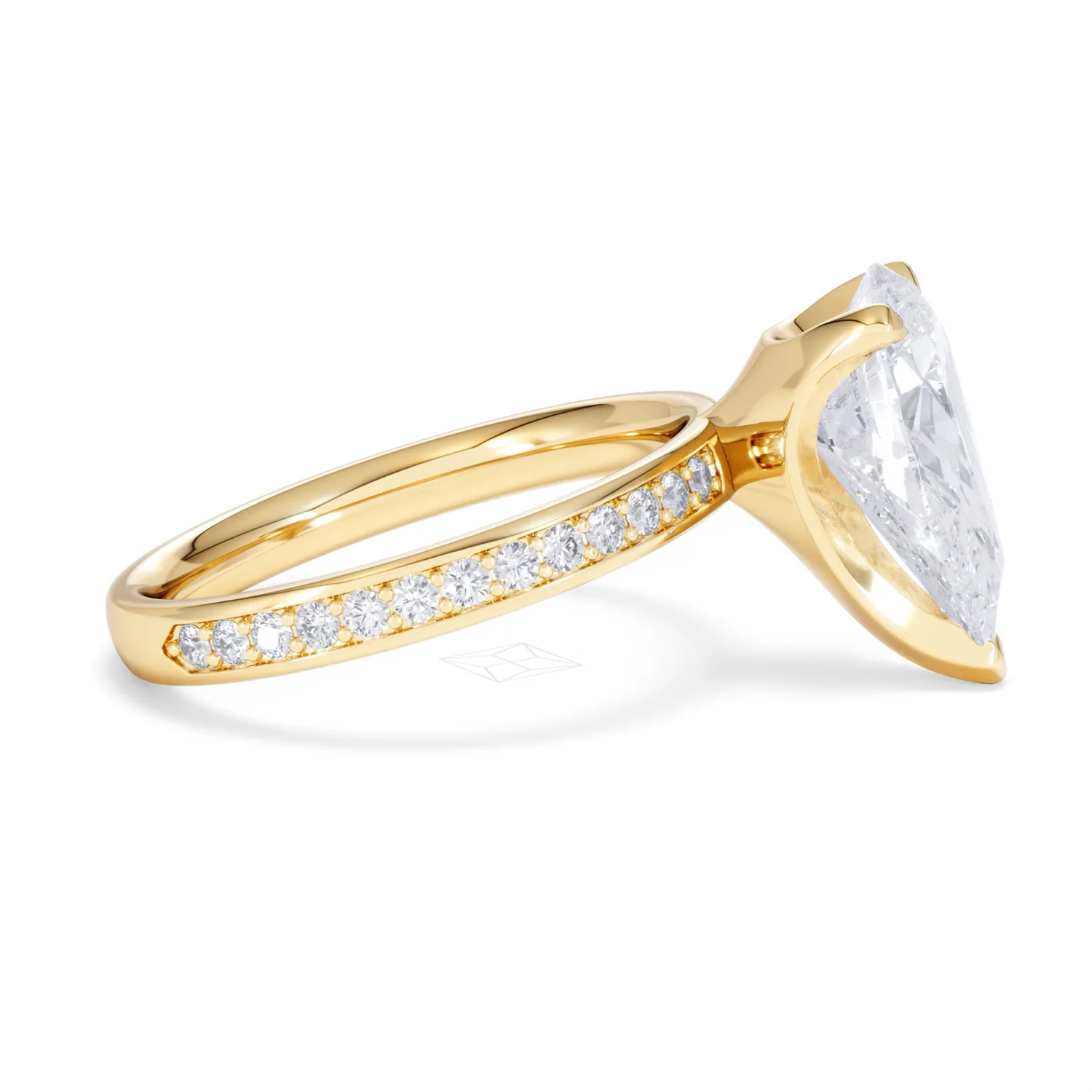 Origin 3.30ct Pear Cut Lab Diamond Solitaire Engagement Ring with Side Stones in 18K Yellow Gold - Image 25