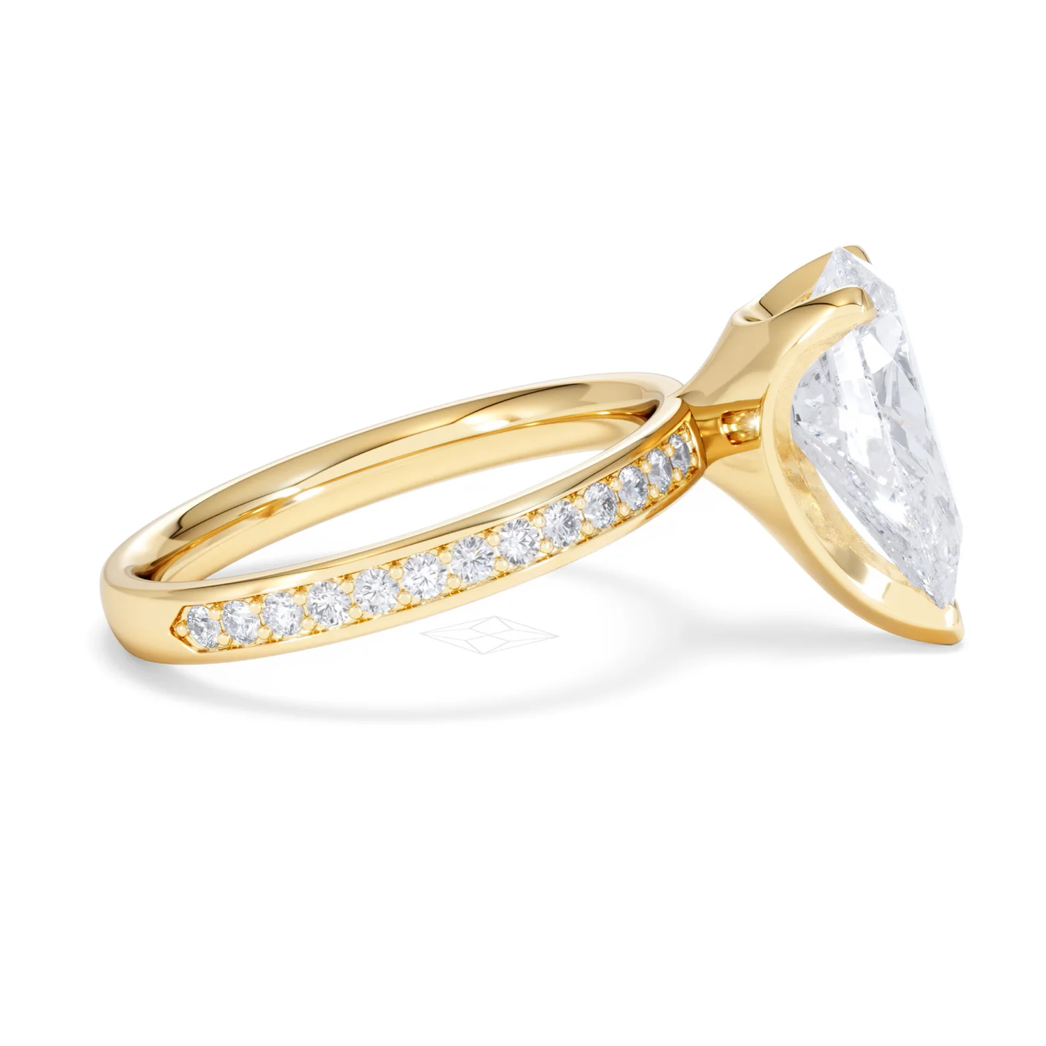 Origin 3.30ct Pear Cut Lab Diamond Solitaire Engagement Ring with Side Stones in 18K Yellow Gold - Image 26