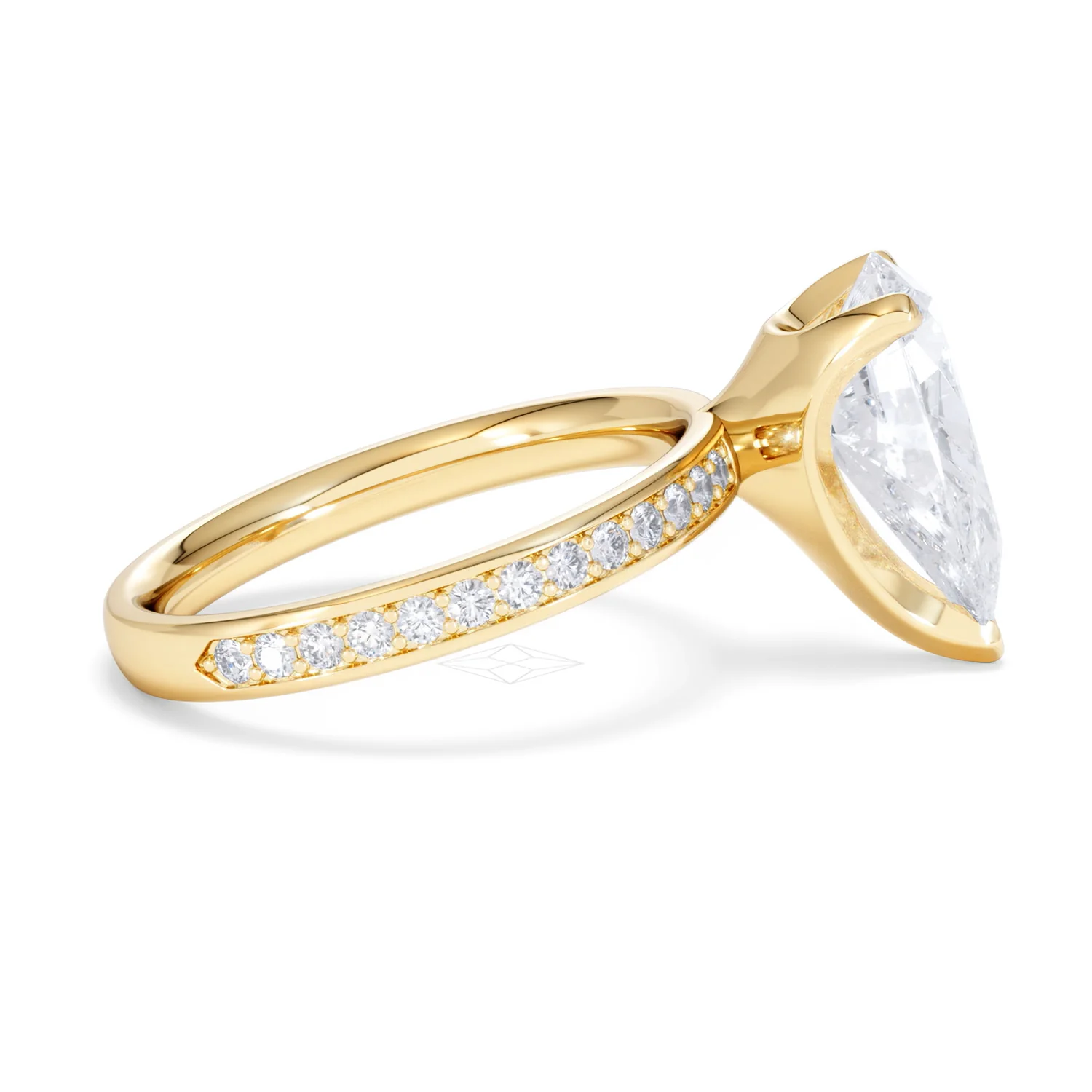 Origin 3.30ct Pear Cut Lab Diamond Solitaire Engagement Ring with Side Stones in 18K Yellow Gold - Image 27