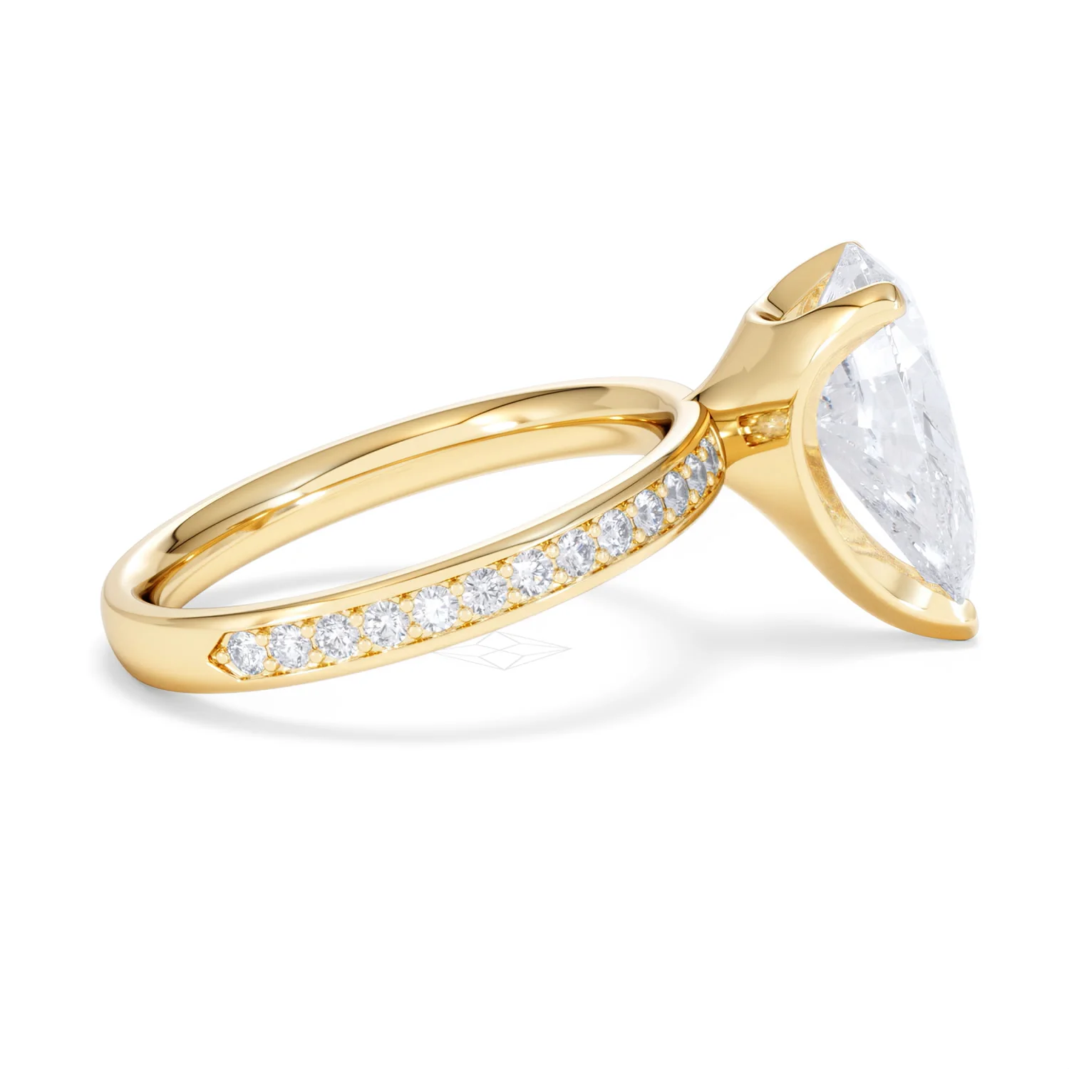 Origin 3.30ct Pear Cut Lab Diamond Solitaire Engagement Ring with Side Stones in 18K Yellow Gold - Image 28