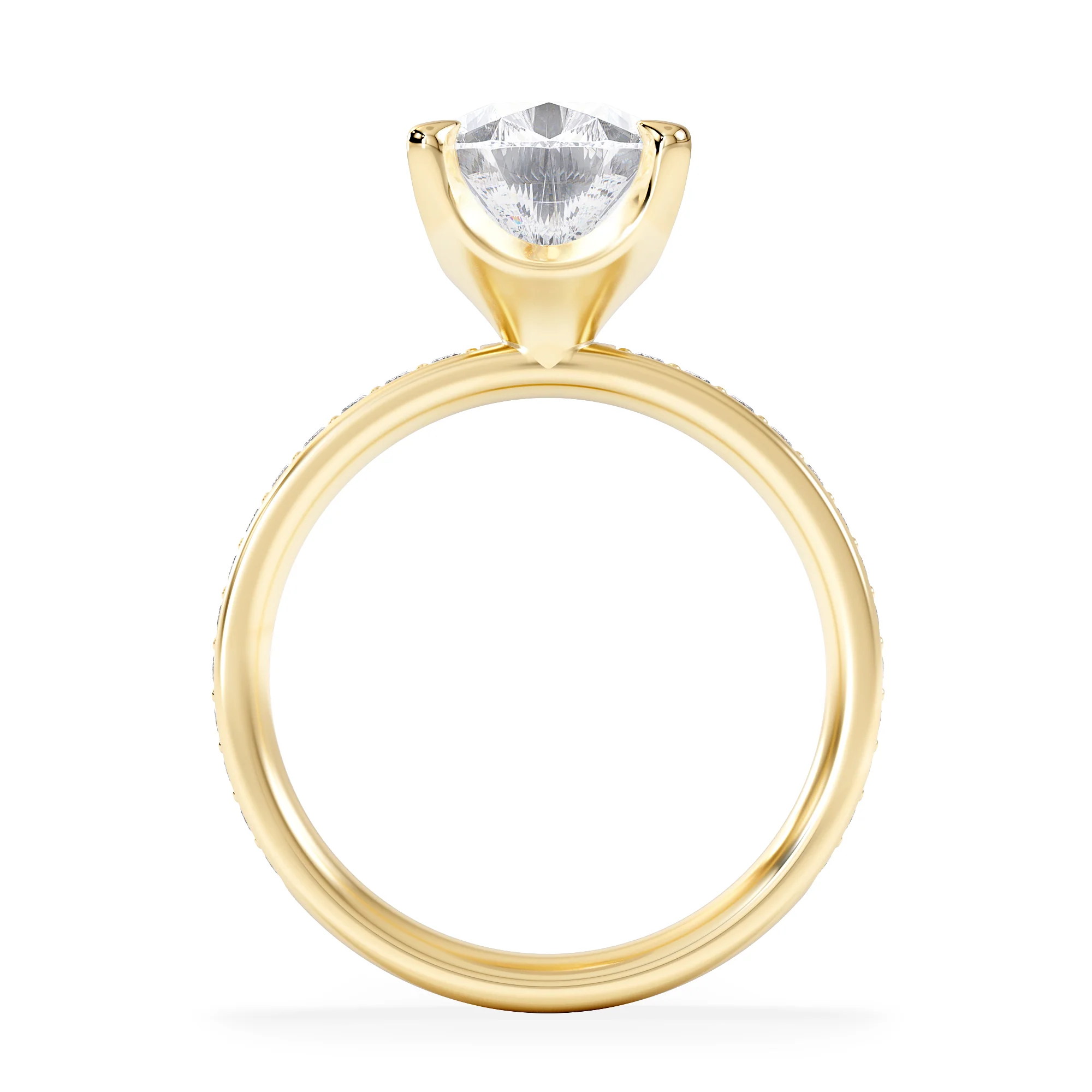 Origin 3.30ct Pear Cut Lab Diamond Solitaire Engagement Ring with Side Stones in 18K Yellow Gold - Image 3