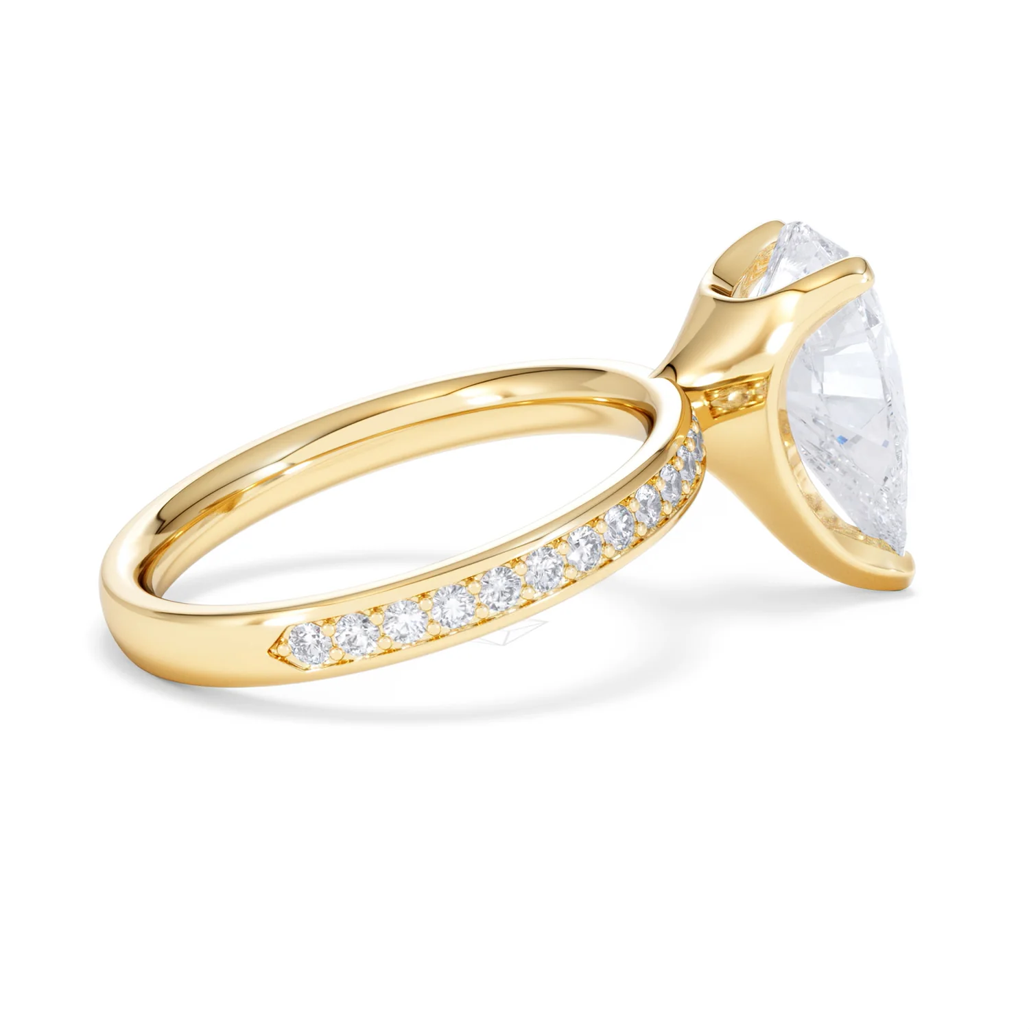 Origin 3.30ct Pear Cut Lab Diamond Solitaire Engagement Ring with Side Stones in 18K Yellow Gold - Image 31