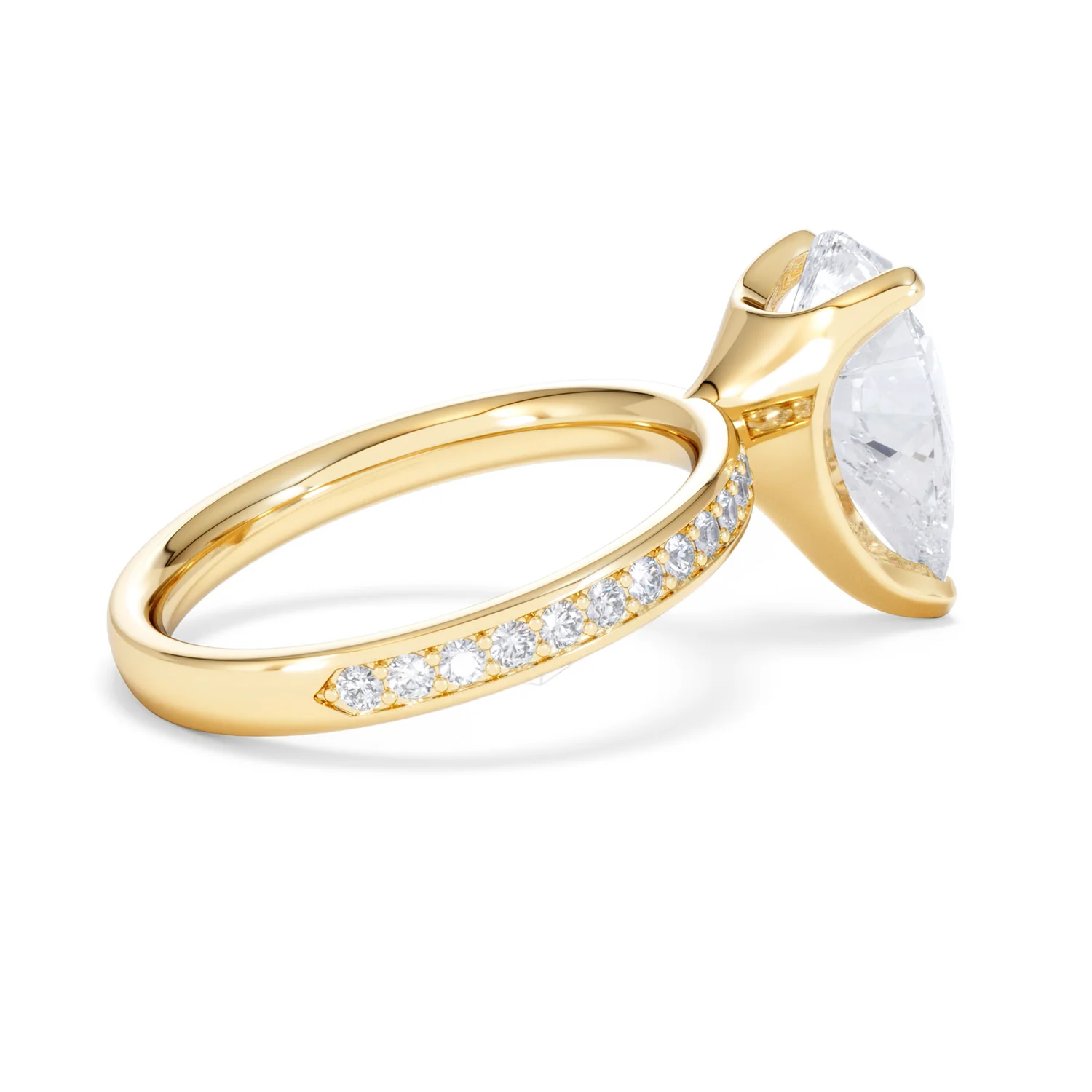 Origin 3.30ct Pear Cut Lab Diamond Solitaire Engagement Ring with Side Stones in 18K Yellow Gold - Image 32