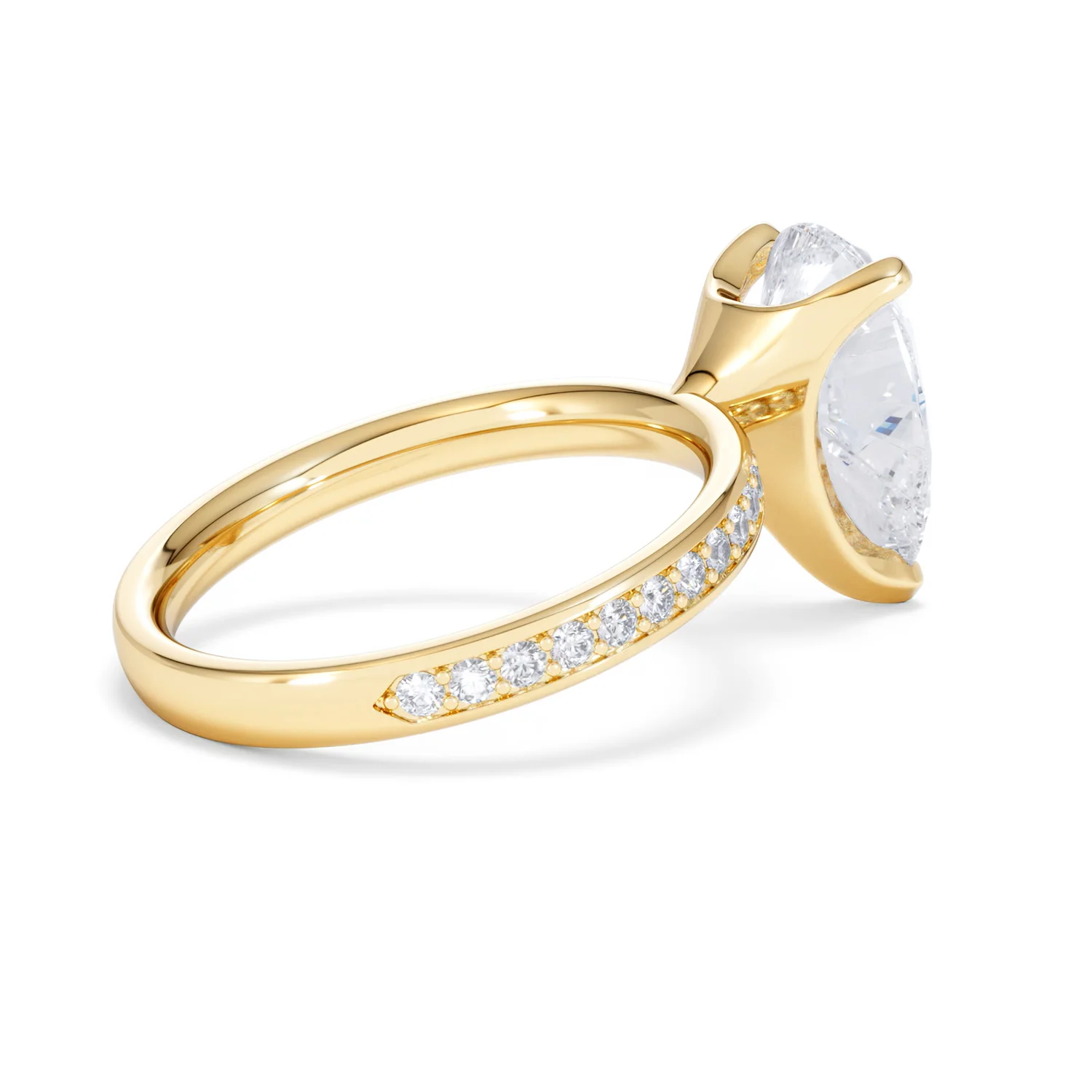 Origin 3.30ct Pear Cut Lab Diamond Solitaire Engagement Ring with Side Stones in 18K Yellow Gold - Image 34
