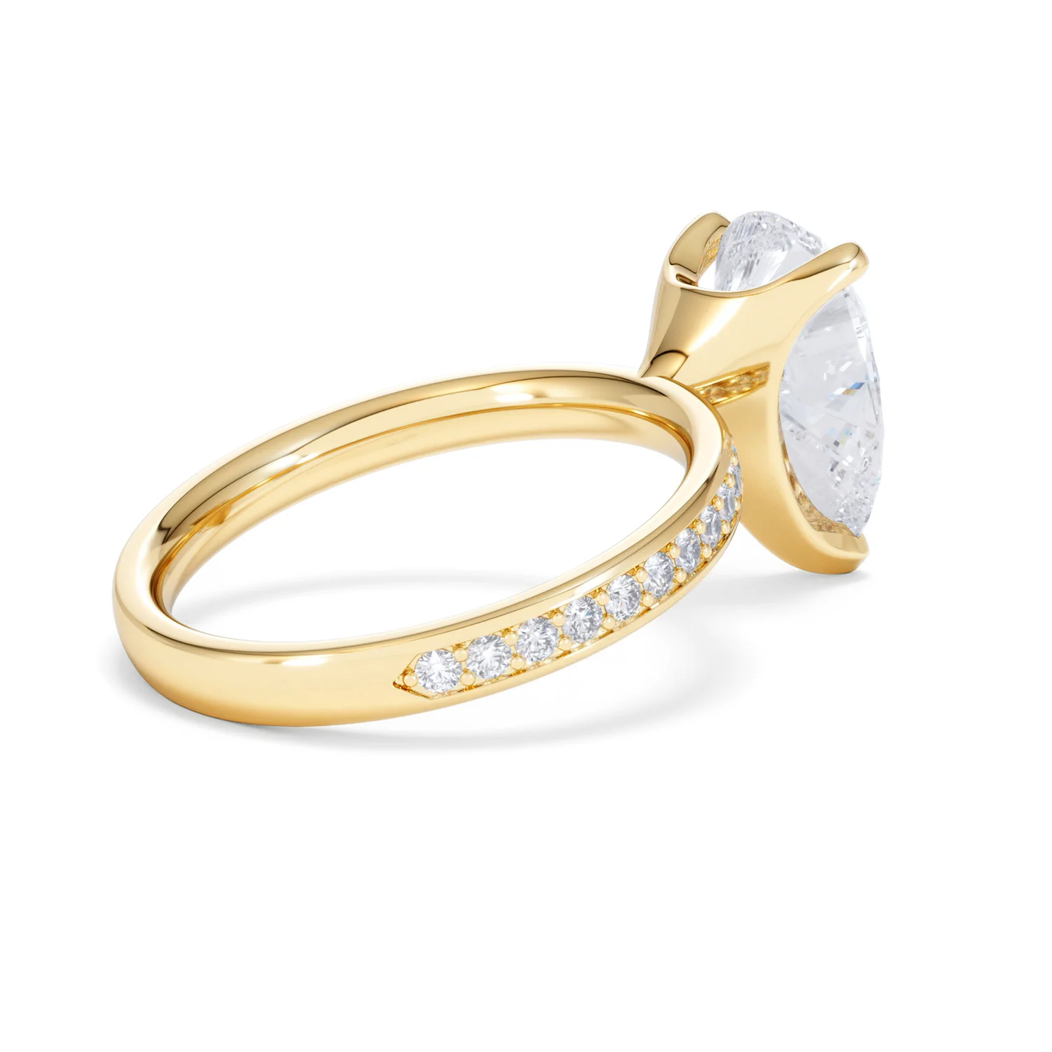 Origin 3.30ct Pear Cut Lab Diamond Solitaire Engagement Ring with Side Stones in 18K Yellow Gold - Image 35